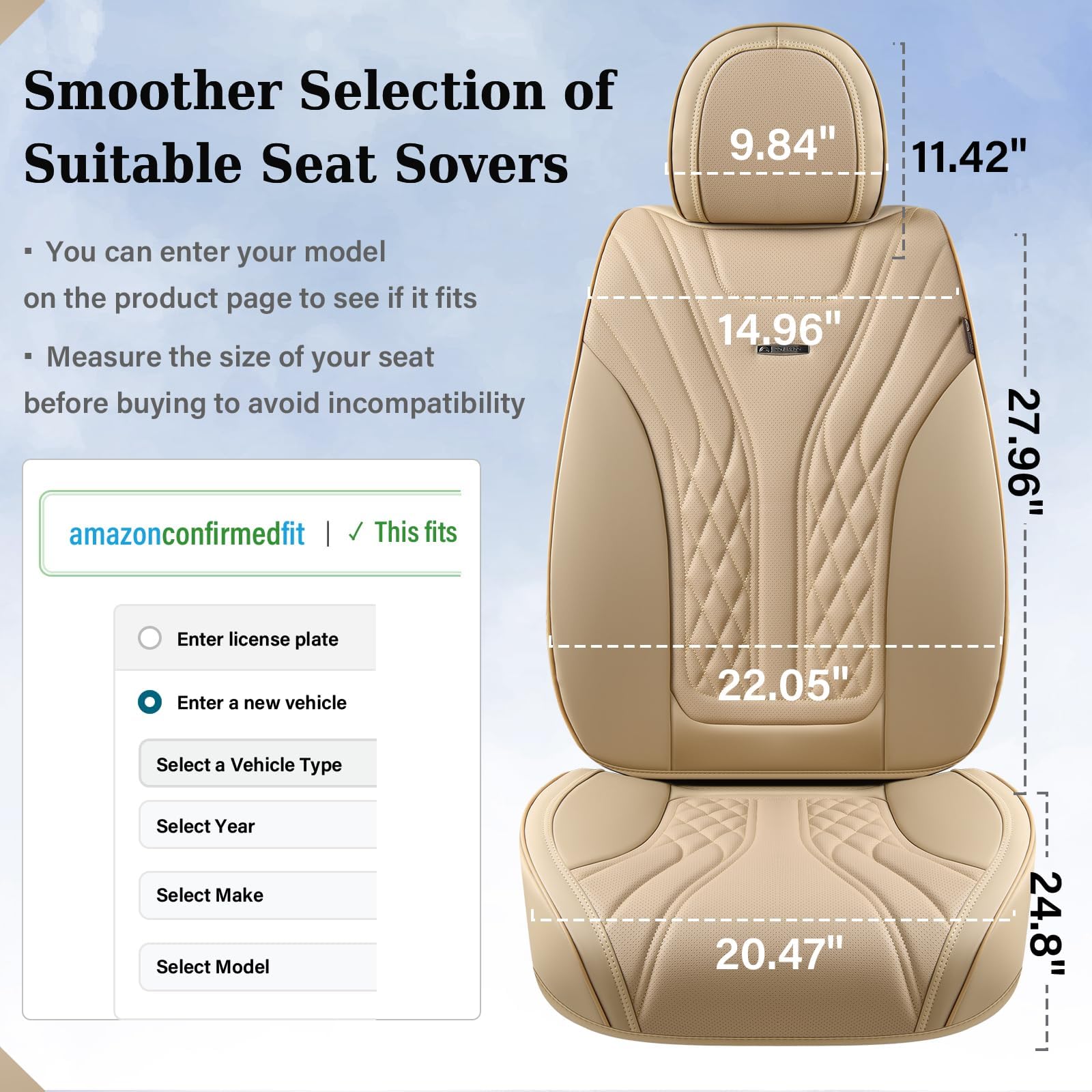 Coverado Car Seat Covers, Car Seat Covers Front Seats, 2-Pack Front Seat Cover, Nappa Leather Waterproof Seat Covers, Car Seat P