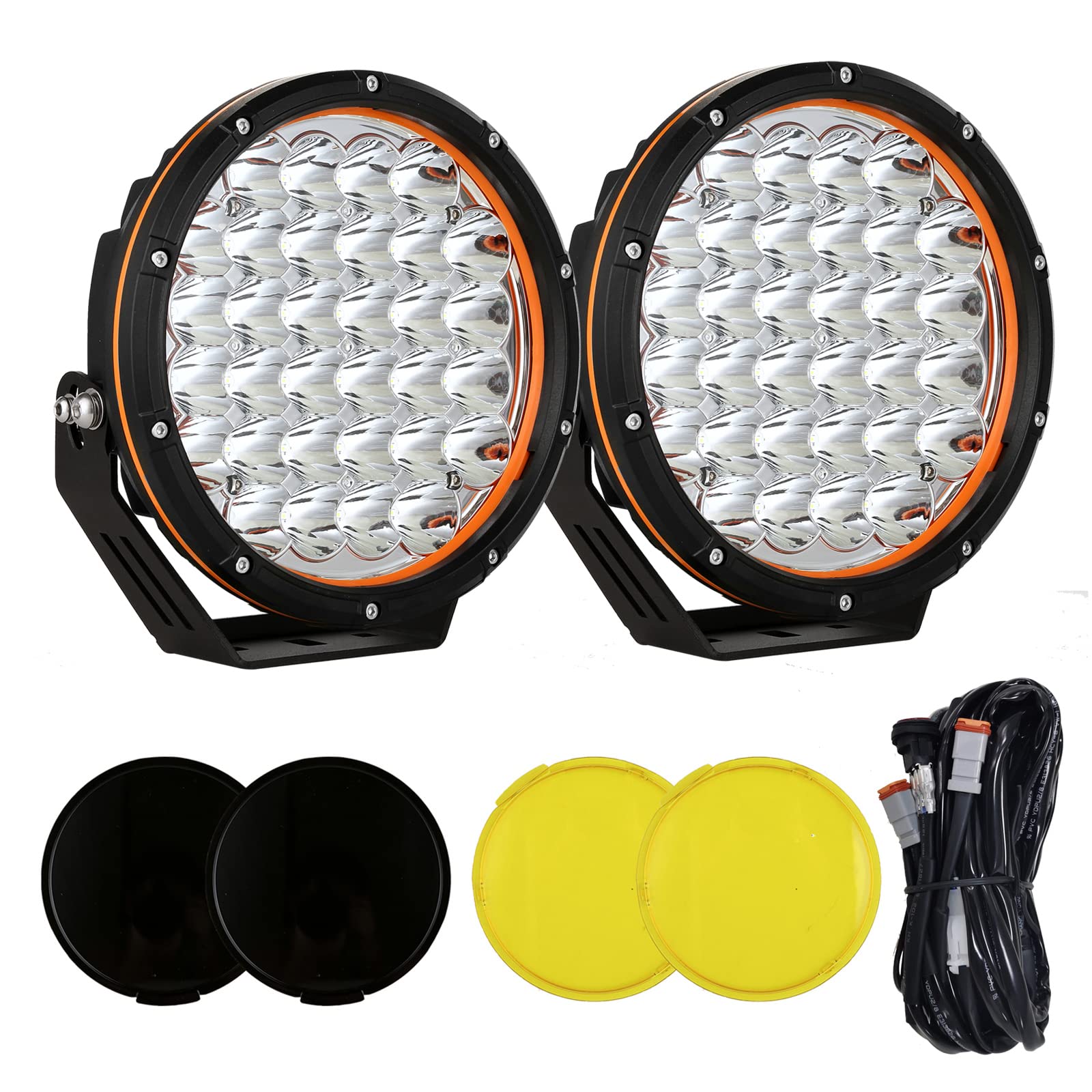 Biglion.X 9 Inch Round Led Offroad Lights Offroad Driving Lights Super Bright Led Driving Lights Spot Lights Waterproof Ip68 12V 24V For Pickup Trucks Suv Utv 4Wd