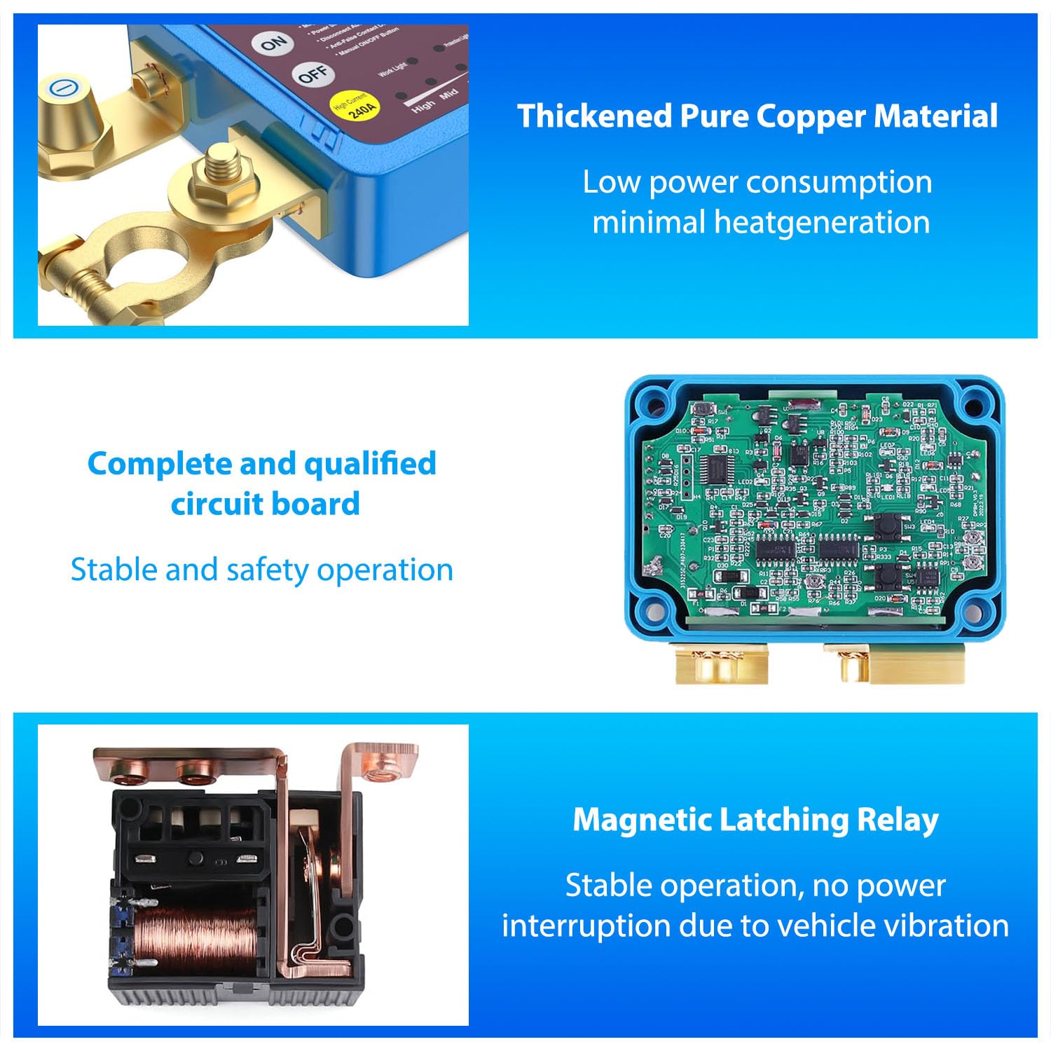 Cllena Remote Battery Disconnect Switch 12V 240A Battery Kill Switch For Car Anti Theft Automatic Cut/Shut Off Battery Switch Fo