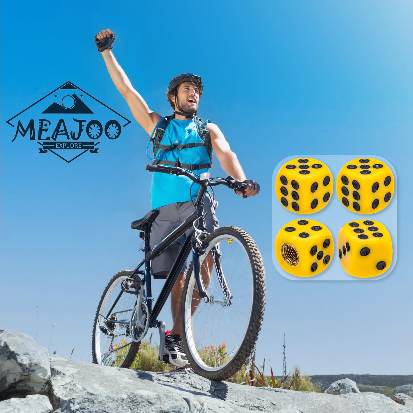 MEAJOO 4PCS Dice Tire Valve Stem Caps,Waterproof Airtight Car Wheel Tire Air Caps Universal Tire Valve Stem Covers for Cars, SUV