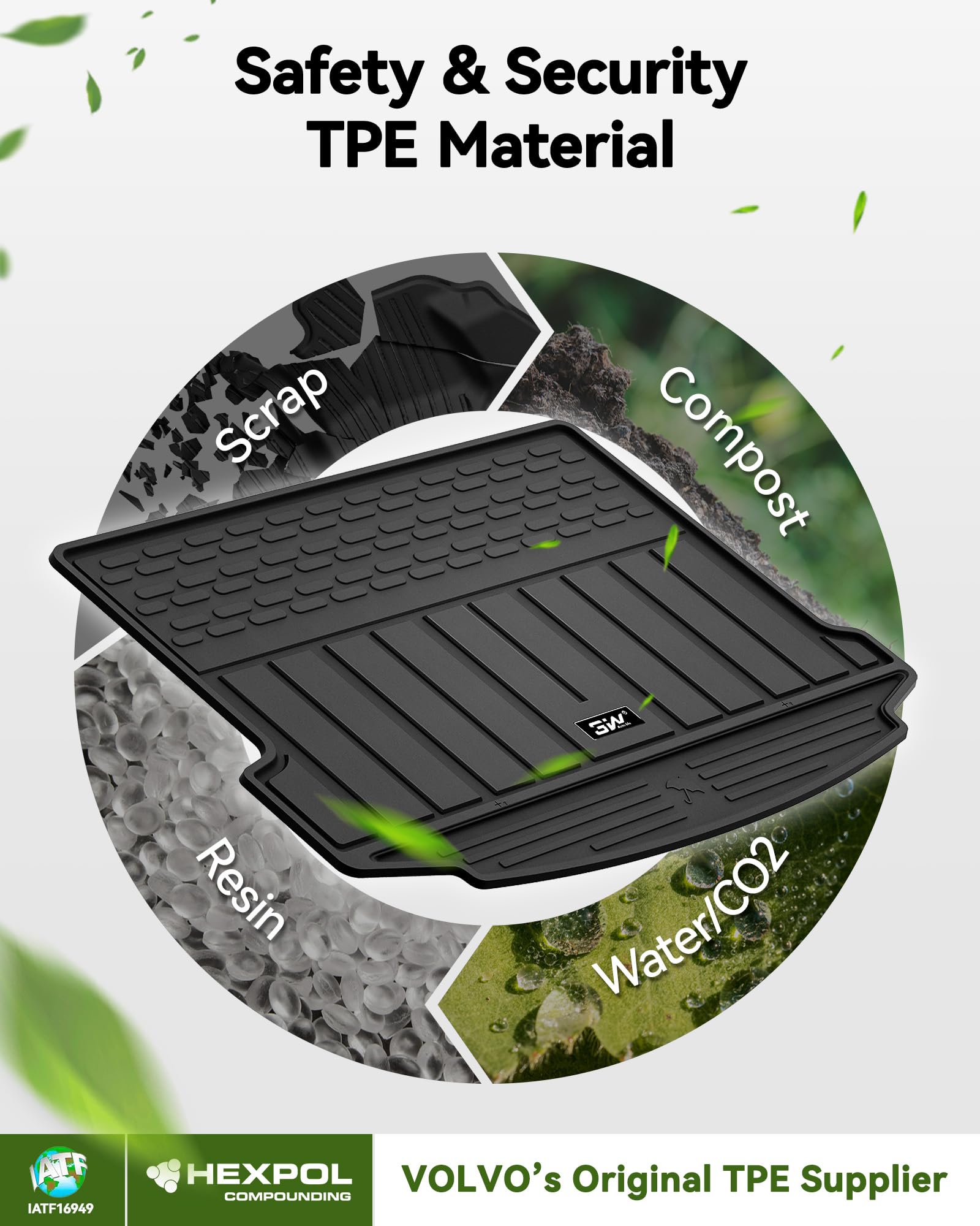 3W Cargo Liner Fit For Range Rover Evoque 2020-2025 5S,Tpe All Weather Custom Fit Floor Liner For Range Rover Full Set Car Mats,