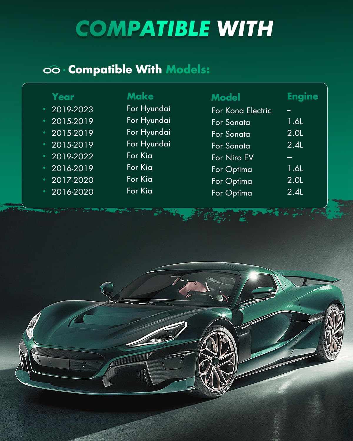 Scitoo D1826 Ceramic Brake Pads Sets Front W/Hardware Replacement For Hyundai For Kona Electric 2019-2023,For Hyundai For Sonata