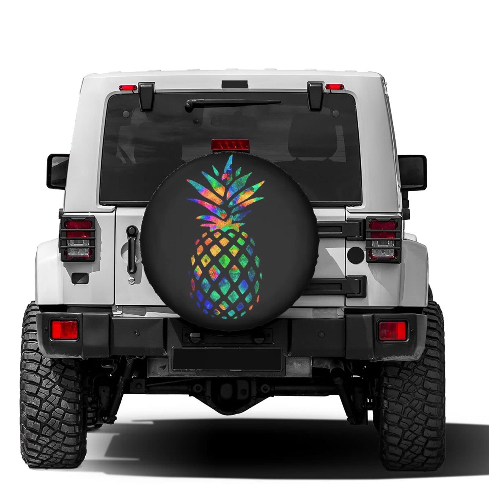 Dujiea Colorful Pineapple Spare Tire Cover, Universal Wheel Tire Cover Dust-Proof Tire Protectors for Trailer Rv Van SUV Truck C