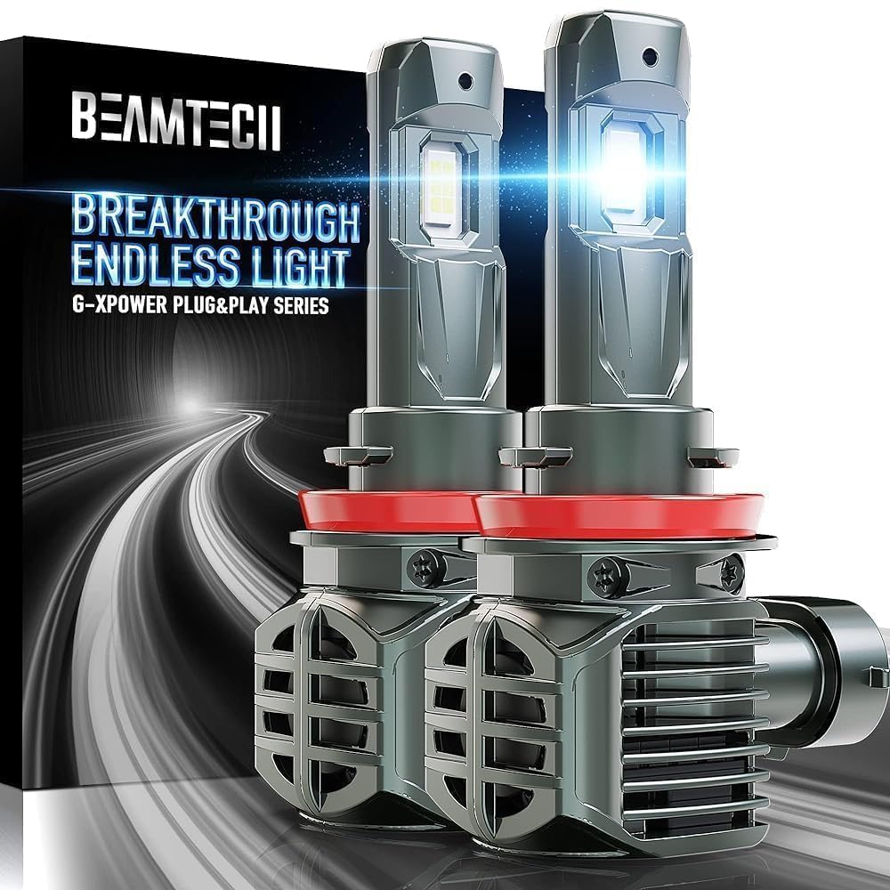 Beamtech H11 Bulbs, H8 H9 Fog Light Bulb, G-Xpower Chips 500% Brighter 6500K Xenon White Plug And Play, Pack Of 2