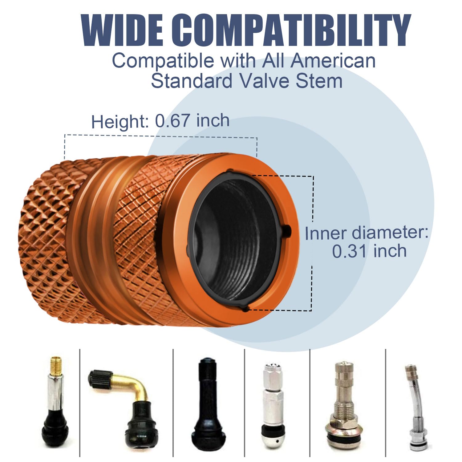 Tire Valve Stem Caps - 4 Pack Anti-Corrosion Premium Anodized Alloy Tyre Air Valve Caps Universal For Car Suv Bike Orange