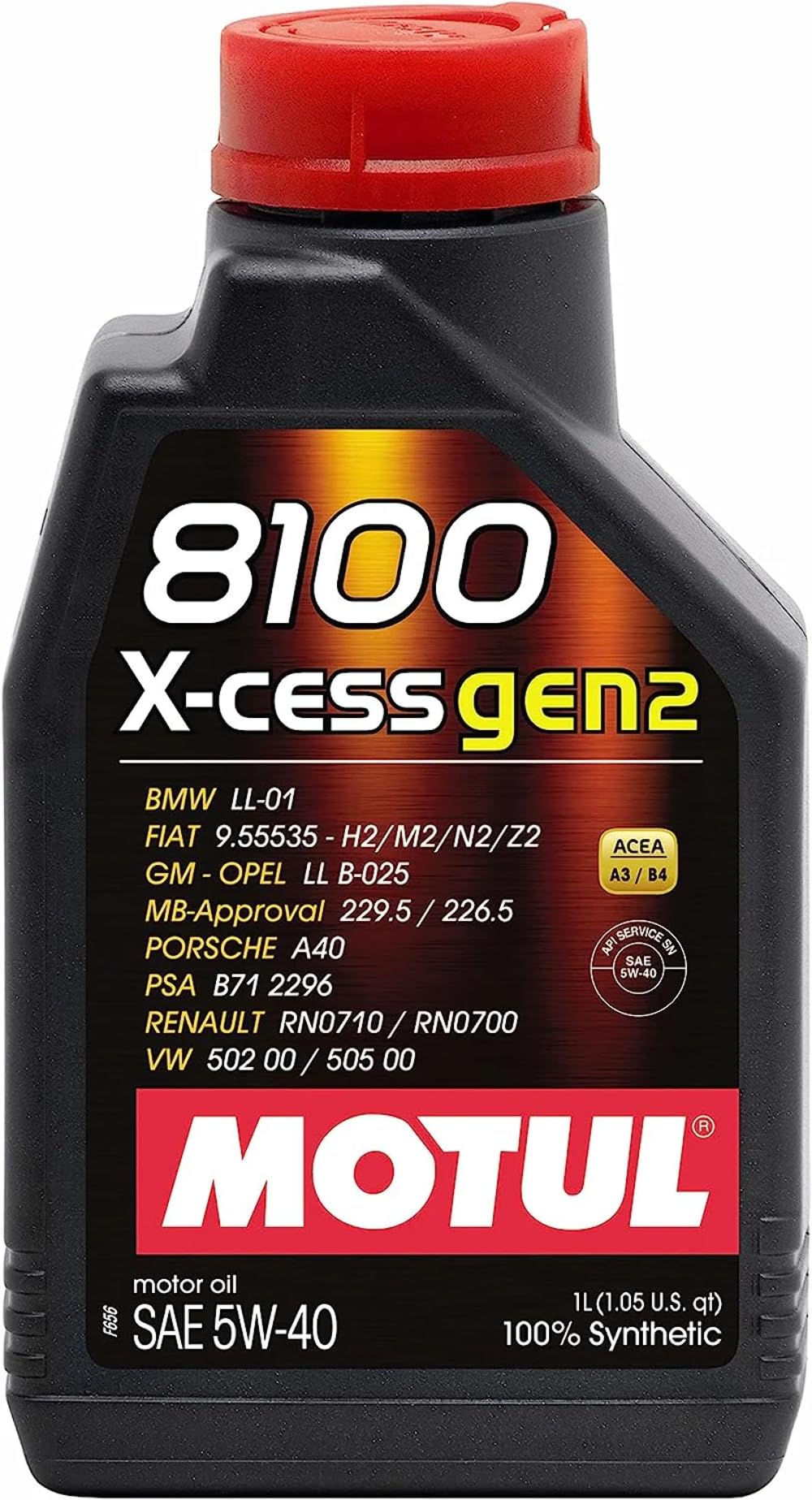 Motul 109774 8100 X-Cess Gen2 5W-40 Motor Oil 1-Liter Bottle 1 Liter