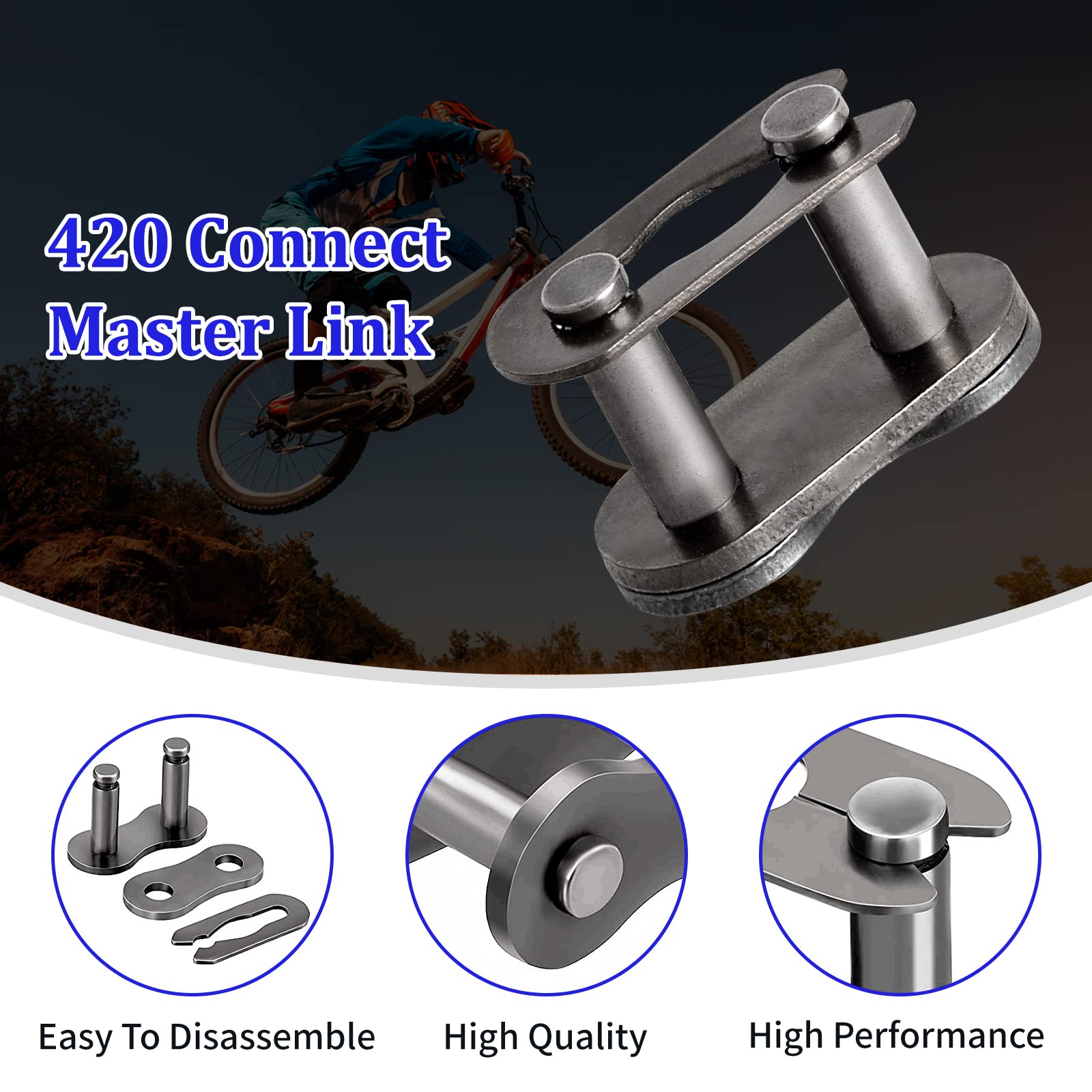 420 Motorcycle Chain - 420 Standard Roller Chain For 110Cc 125Cc Go Kart Dirt Pit Bike Atv Quad Scooter Mini Bike, Total 132 Links, Free Chain Breaker Included