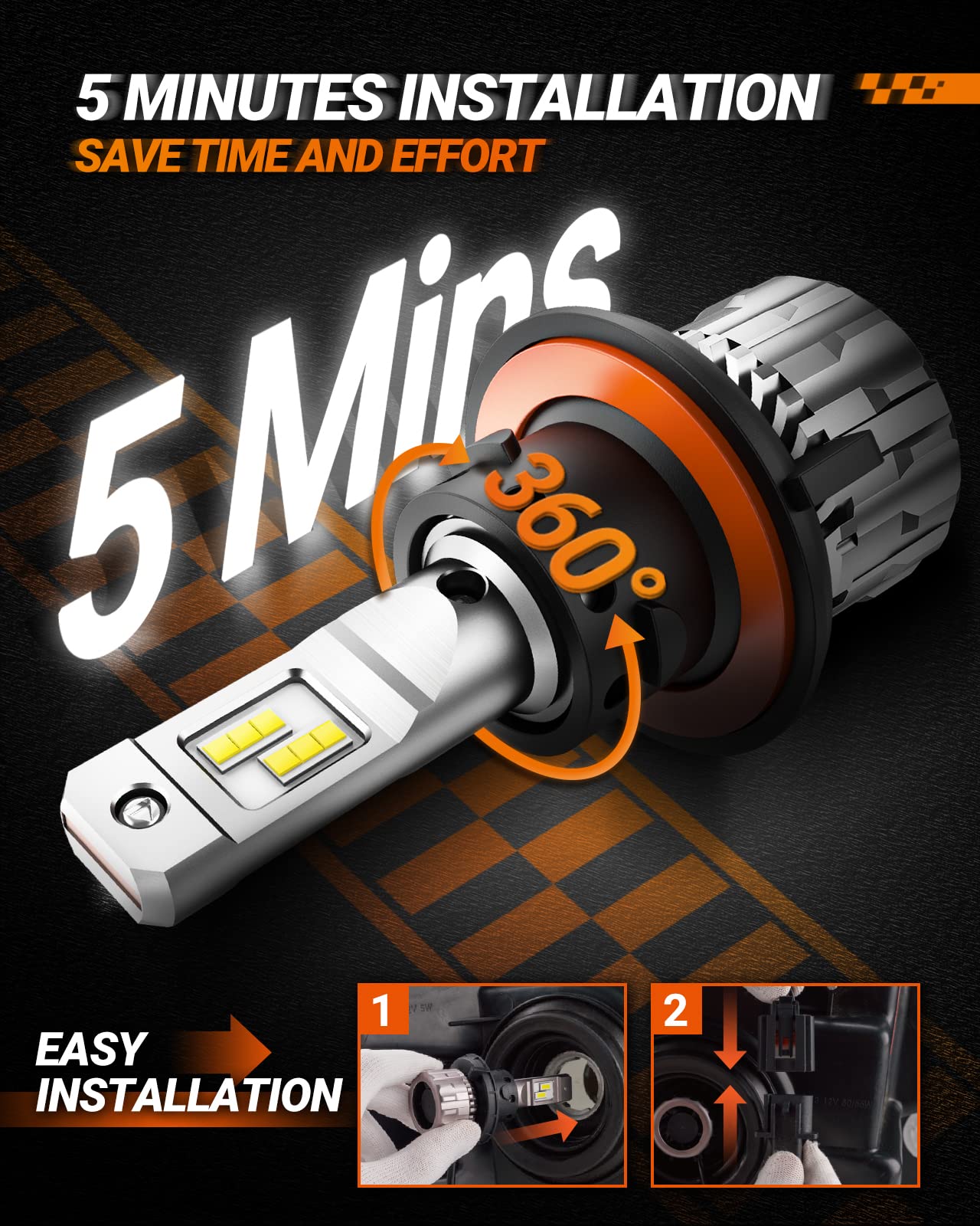 Sealight 9008 H13 Drving Light Bulb,36000Lm 800% Ultra-Bright H13 Off-Road Use Or Fog Light Bulbs, 6500K White 9008 Bulbs With 1