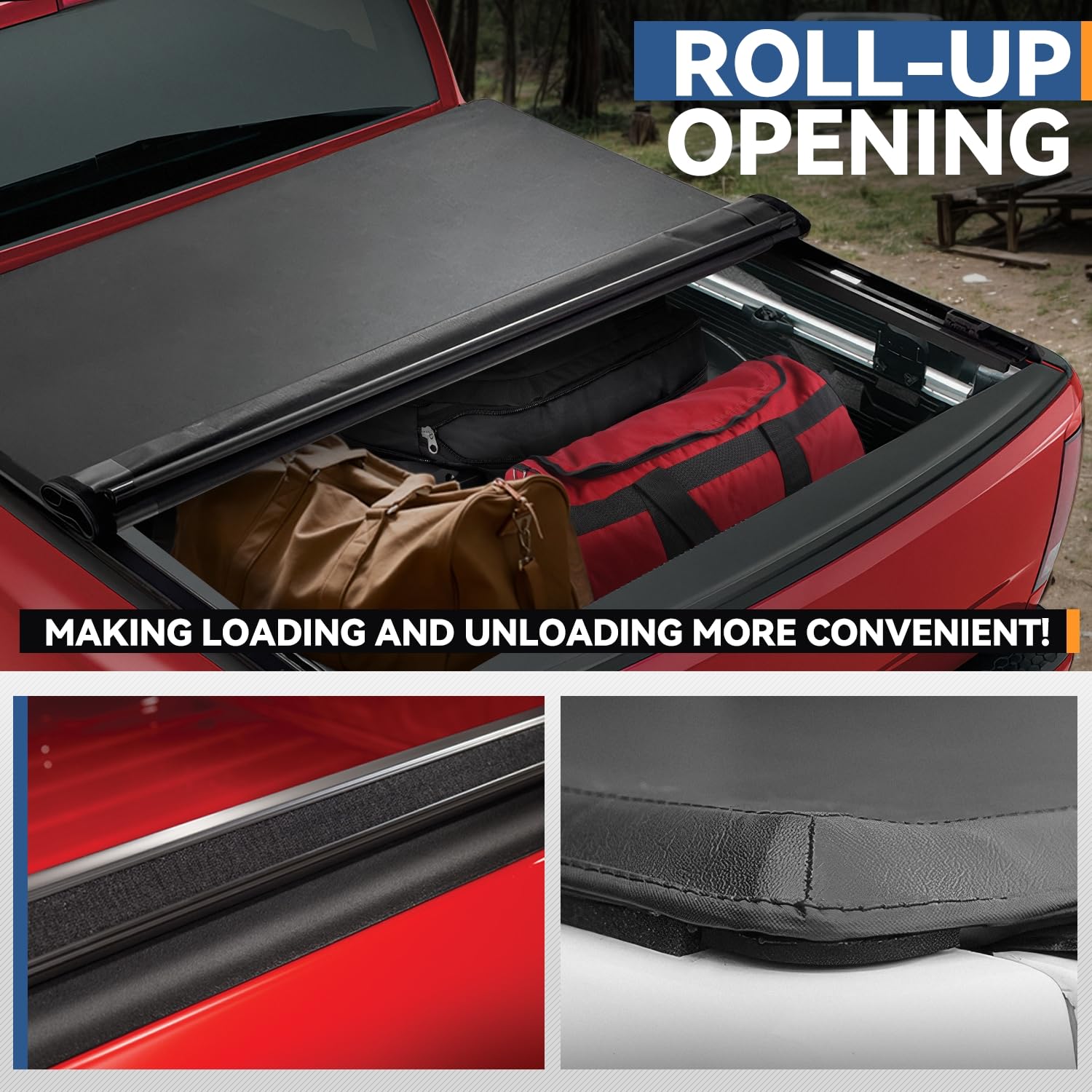 Auto Dynasty Soft Roll-Up Truck Bed Tonneau Cover Compatible With 2014-2018 Chevy Silverado Gmc Sierra 1500 2500Hd 3500Hd 8Ft Fl