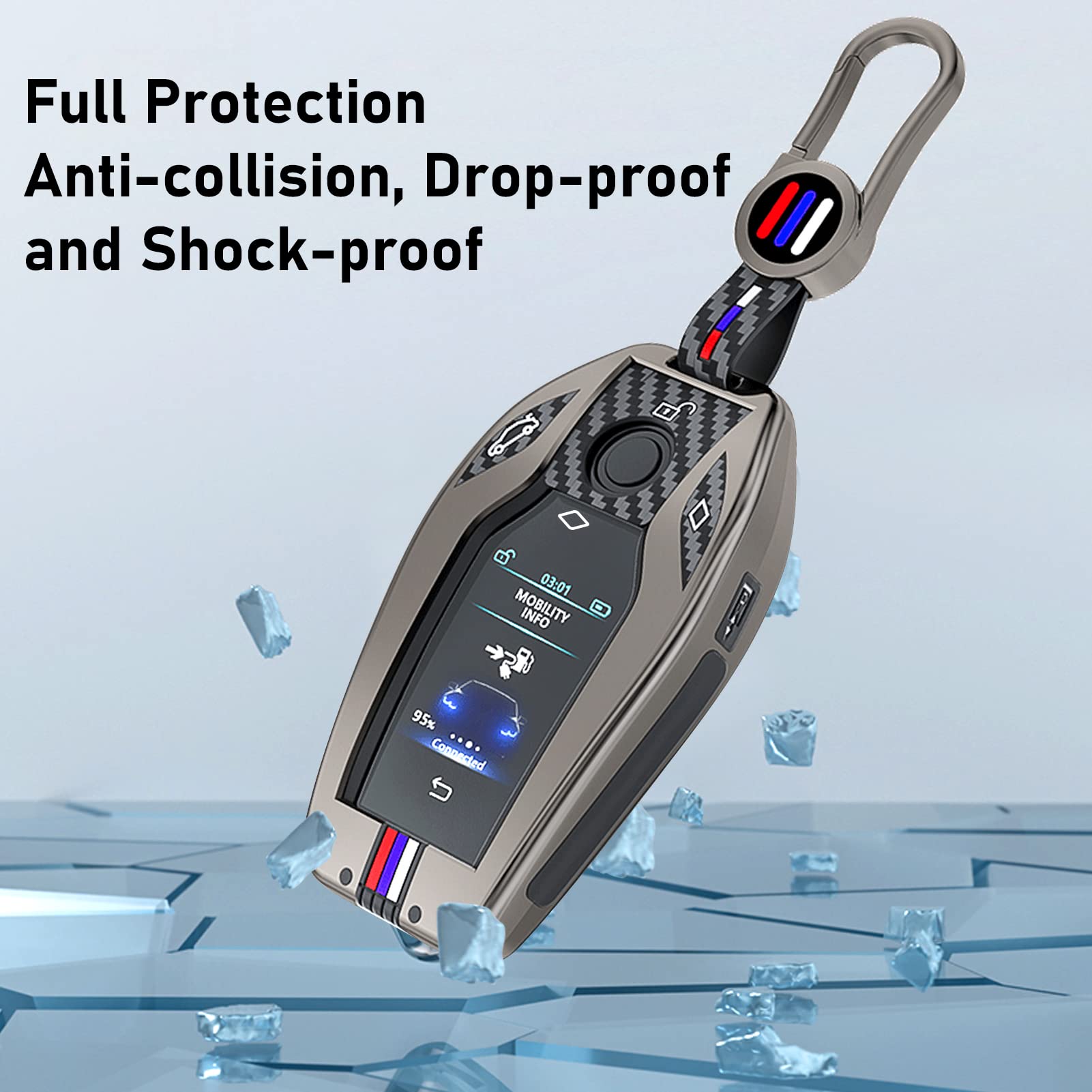 Jaronx Compatible With Bmw Key Fob Cover 5' G30 G31/6' G32/7' G11 G12/X3 G01/X4 G02/X5 G05/X7 G07/I8, Lcd Digital Touchscreen Sm