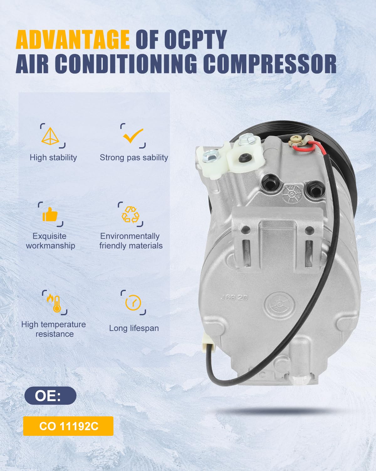 Ocpty Ac Compressor For 2010-2013 For Mazda 3 2.0L 2.5L For Mazda 3 Sport 2.0L 2.5L 157381 158381 Bbm461450C 10366041 2022138 141047C 141047N 141047Nc 6512909 C2449R 0610292 7512909 Tem255743