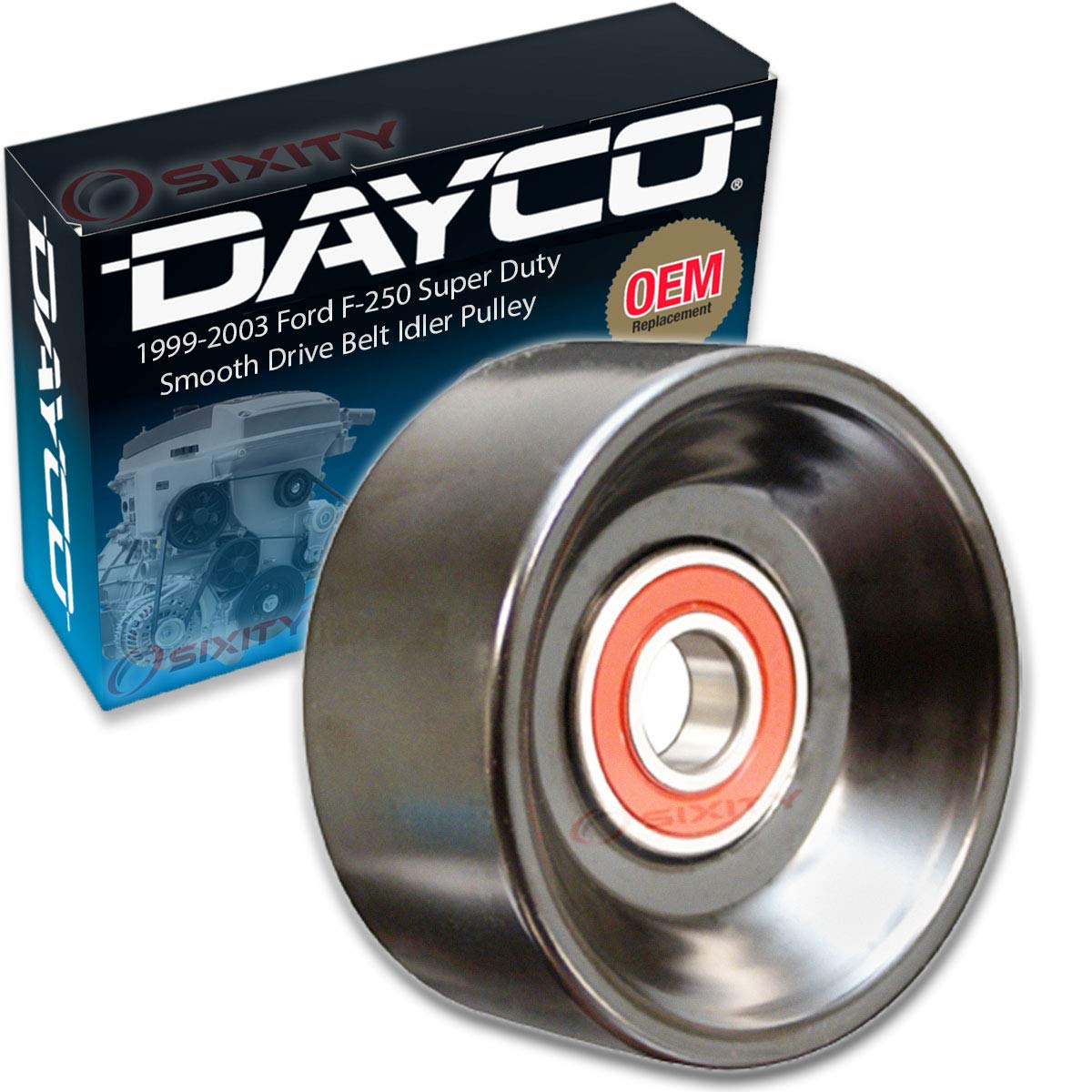 Dayco Smooth Pulley Drive Belt Idler Pulley compatible with Ford F-250 Super Duty 7.3L V8 1999-2003