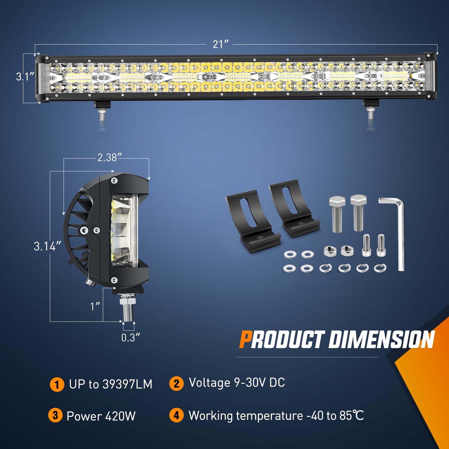 Nilight Side Shooter Led Light Bar 20 Inch Triple Row Spot Flood Combo Lights Work Lighting With 5Pin Rocker Switch Wiring Harne