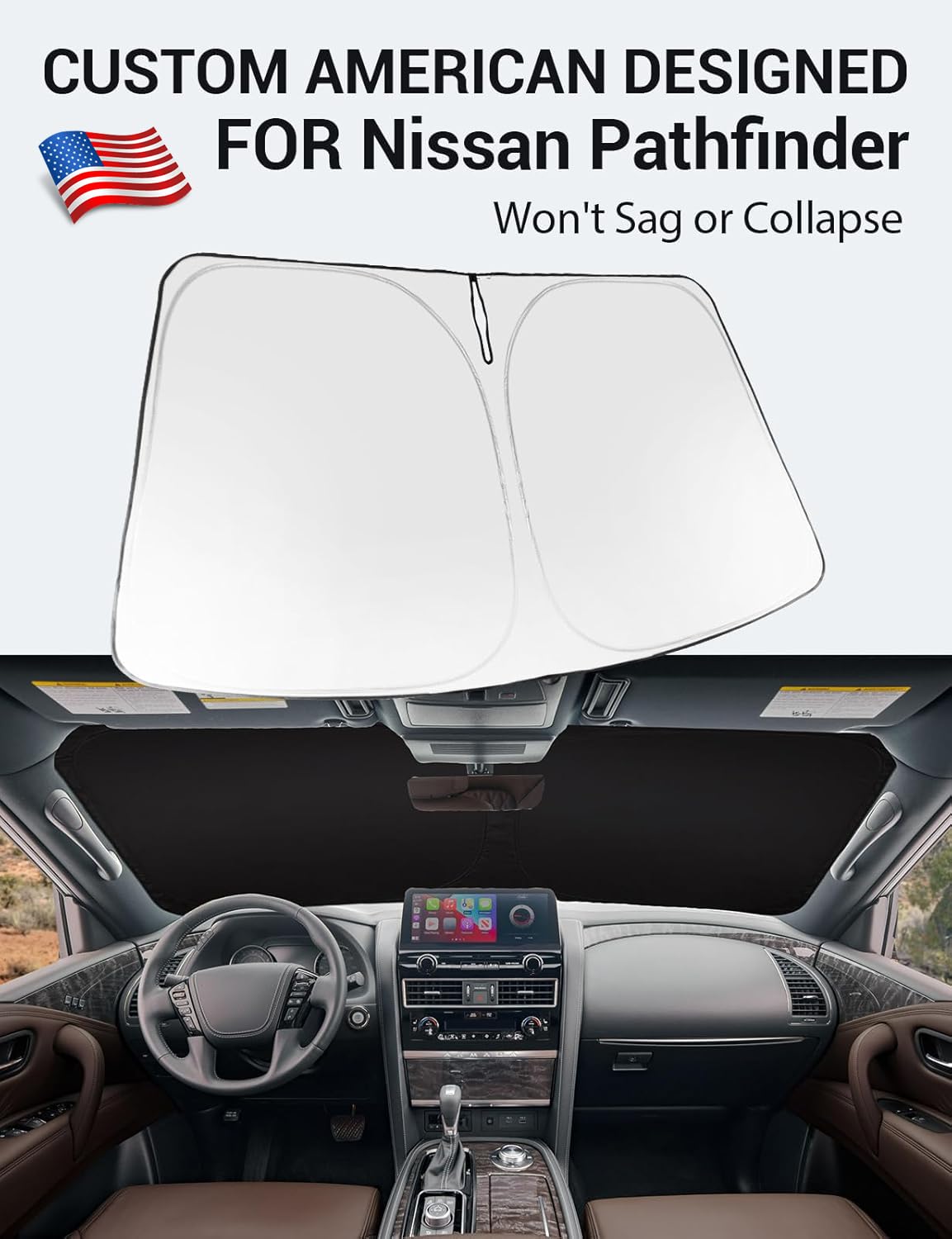 Proadsy 2025 Upgrade Windshield Sun Shade Custom Fit For Nissan Pathfinder 2025 2024 2023 2022 Foldable Front Sunshade Protector