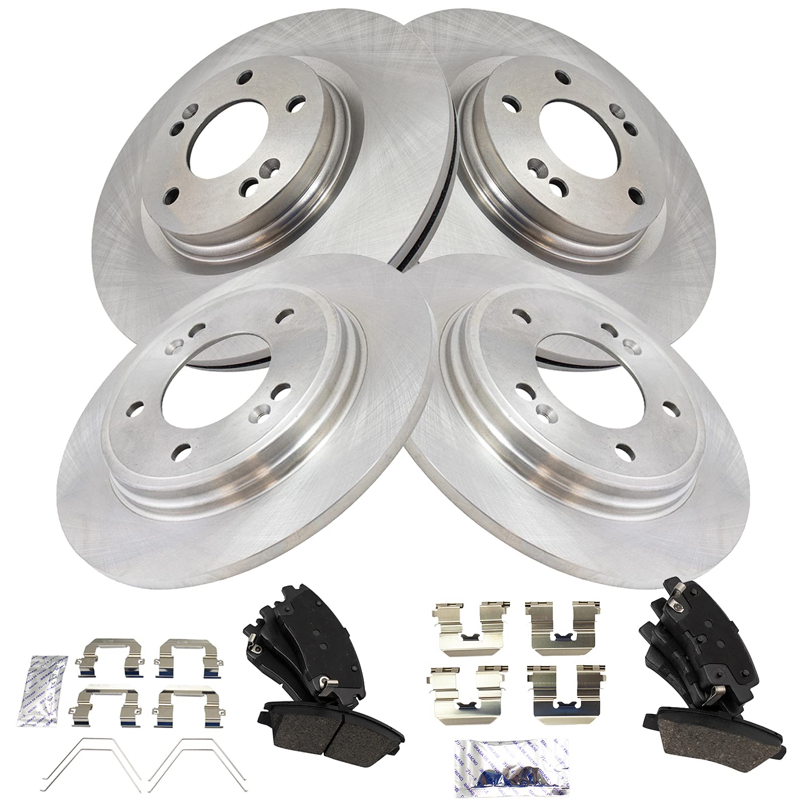 Trq Front And Rear Brake Pad & Rotor Kit Brake Pads Brake Rotor Ceramic Compatible With 2017-2020 Hyundai Elantra