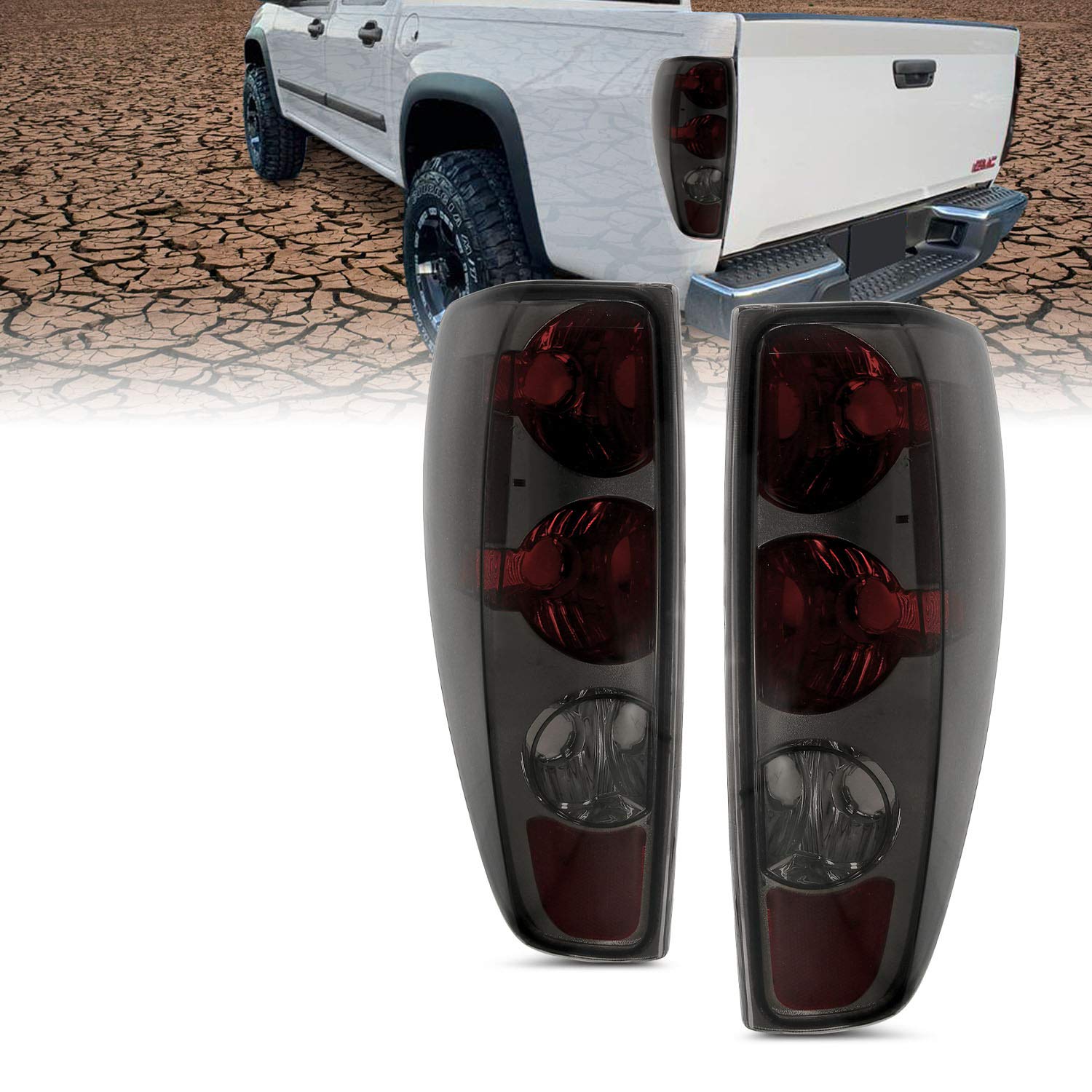 Amerilite Red/Smoke Replacement Brake Tail Lights Set For 04-12 Chevy Colorado/Gmc Canyon - Passenger And Driver Side