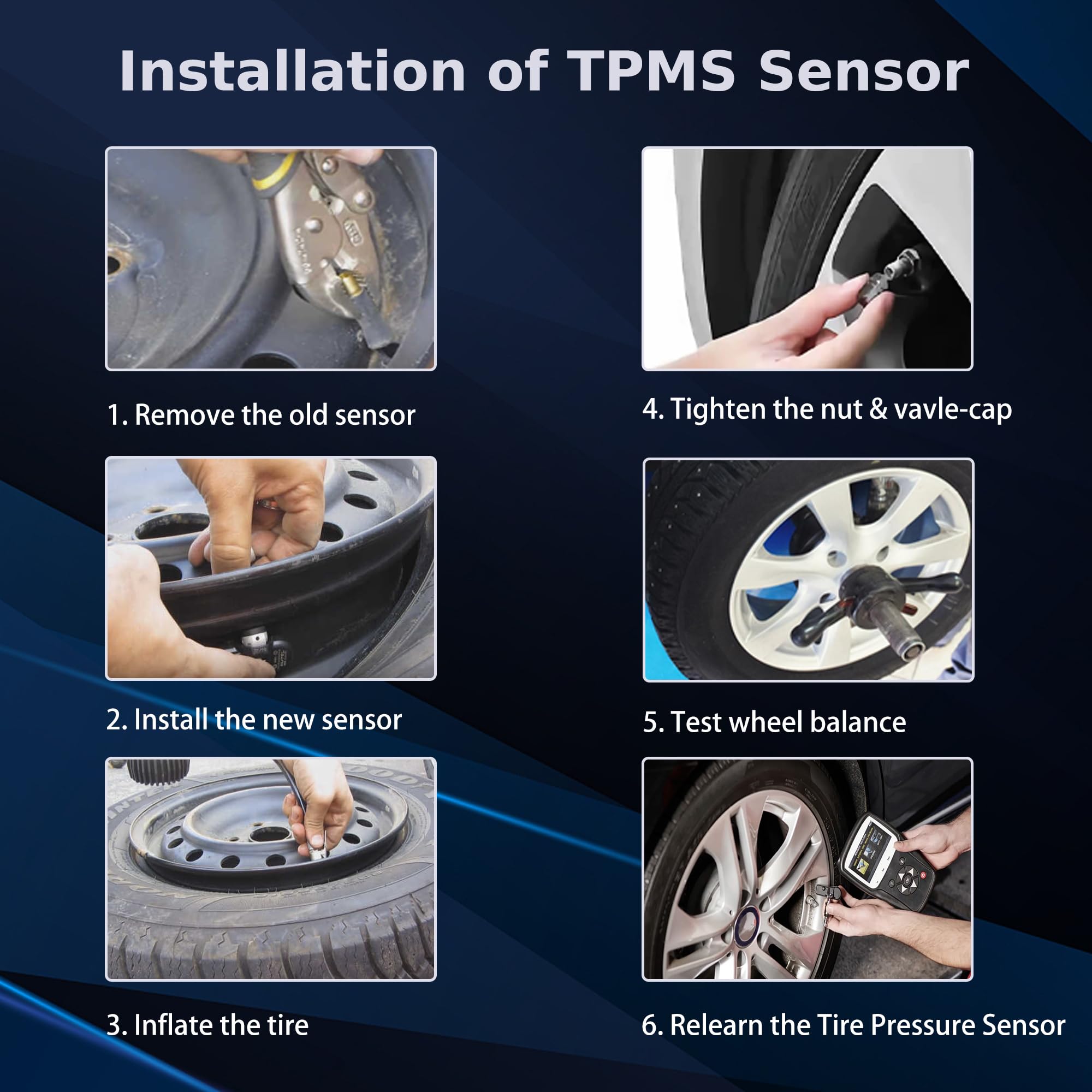 YUANCHINB F2GZ-1A189-A TPMS Sensors Set of 4 for Ford F150 Edge Explorer Escape Lincoln MKT MKX 315MHz Replaces F2GZ