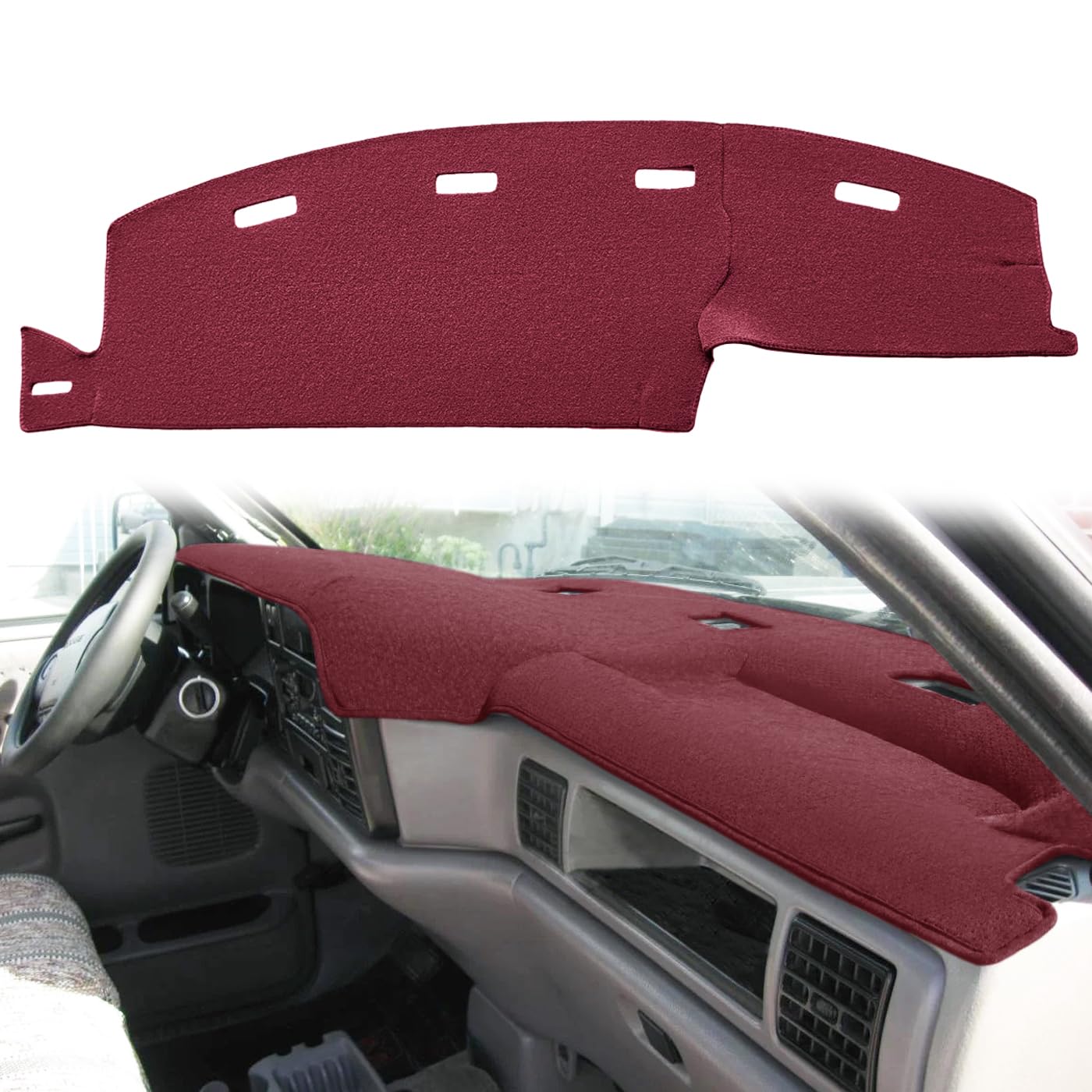 Yiz Dashboard Cover Dash Cover Mat Pad Custom Fit for Dodge Ram 1500 2500 3500 1994 1995 1996 1997 (94-97Maroon) J23