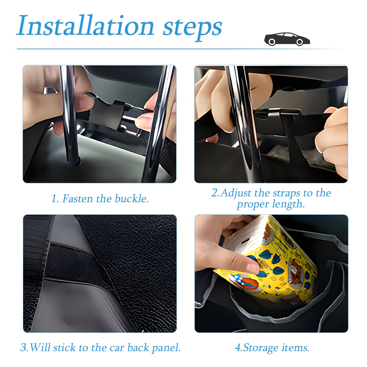 Auceli Car Trunk Organizer, Backseat Hanging Large Storage With Adjustable Straps, Waterproof Collapsible Cargo Bag With 4 Pocke