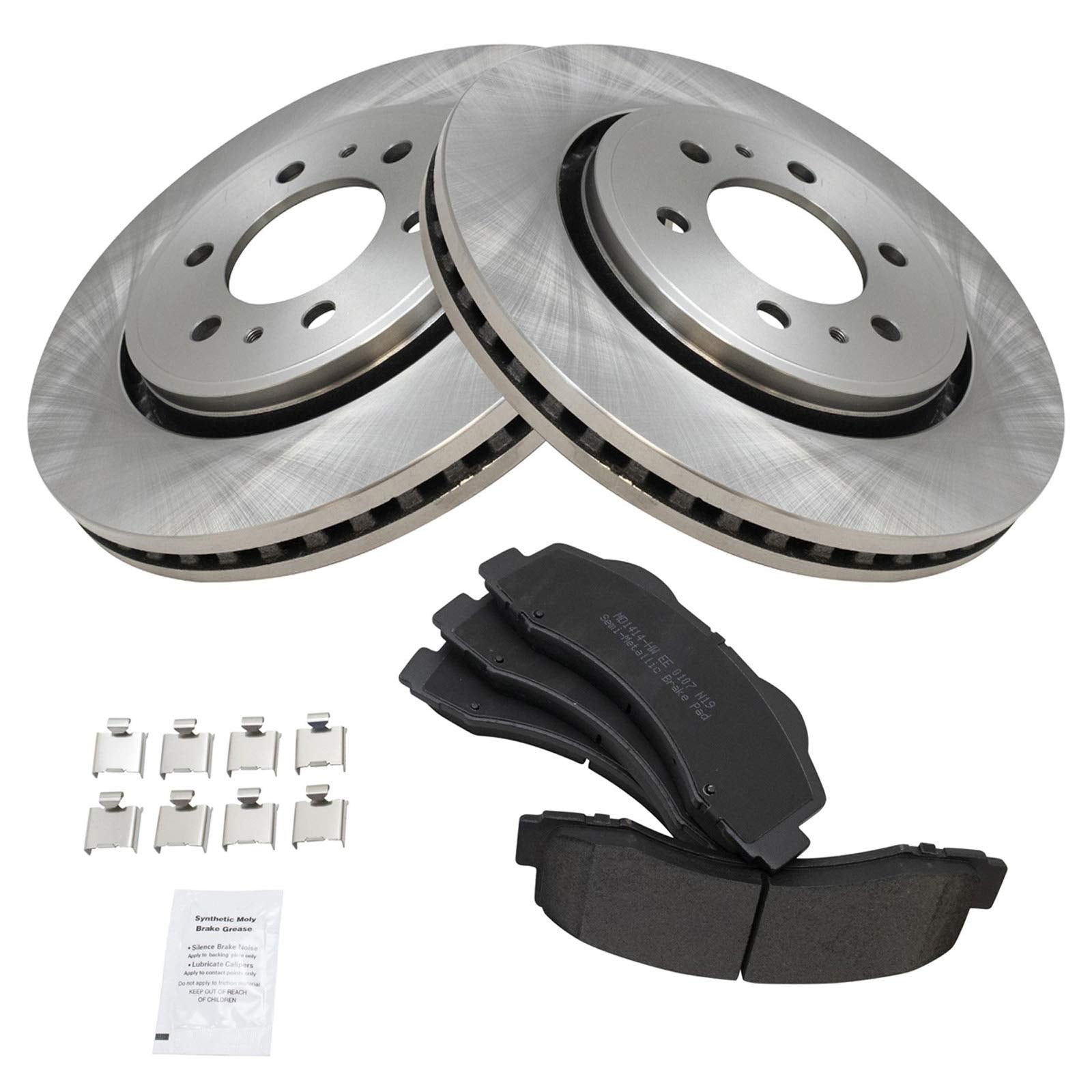 Trq Front Brake Pad & Rotor Kit Brake Pads Brake Rotor Semi-Metallic Compatible With 2010-2017 Ford Expedition F-150 2011-2017 L