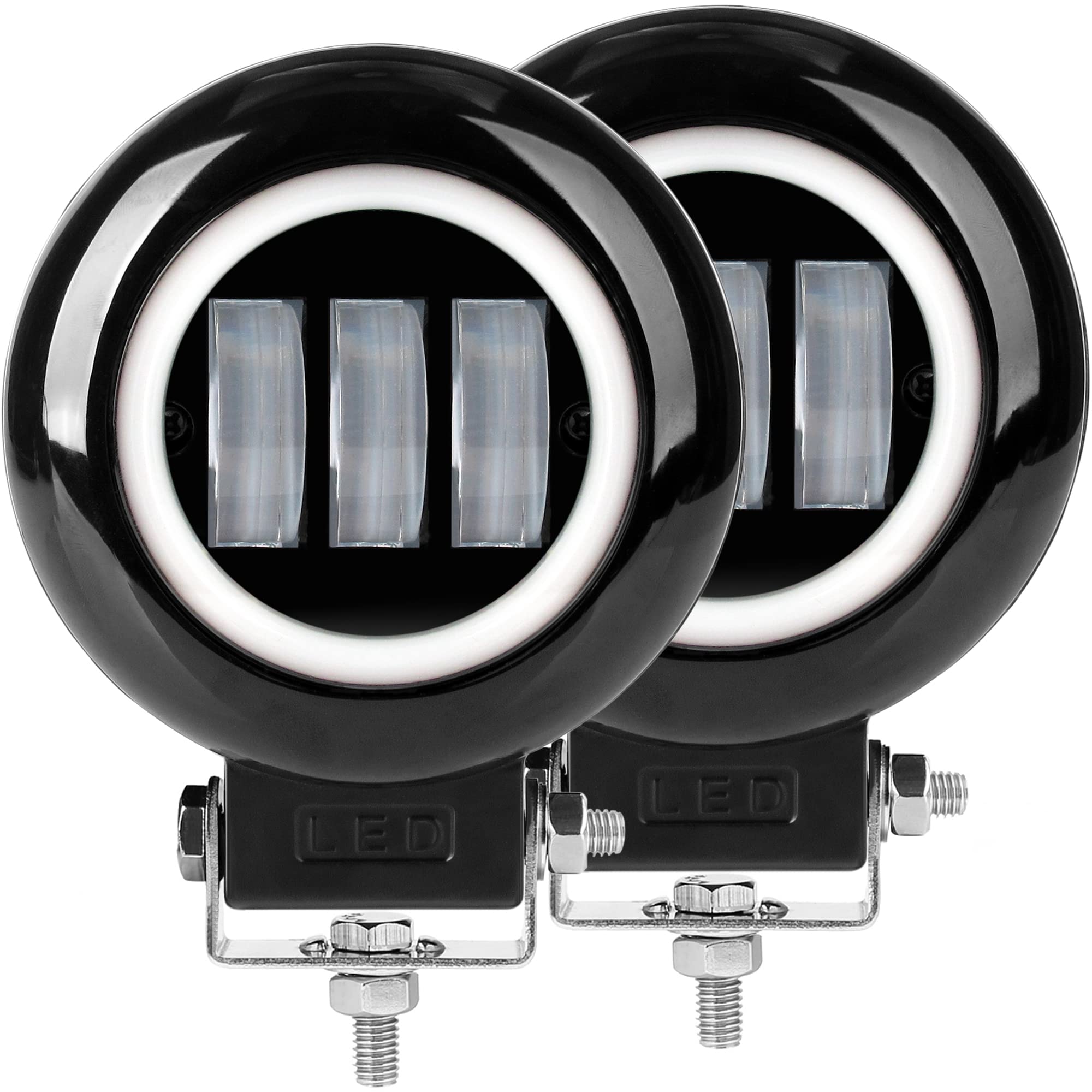 Sufemotec 5 Inch Round 30W Fog Light White 6000K Led Pods White Flood Beam For Car 4X4 Offroad Truck Atv 12V 24V Led Angel Eyes