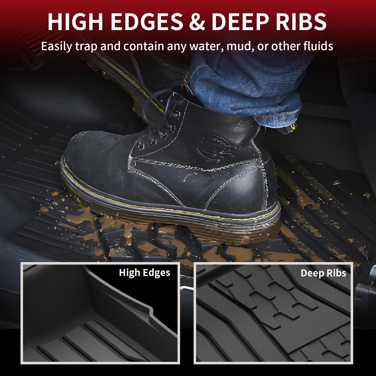 Lasfit Floor Mats Fit For Ford Fusion 2020-2017 (Include Hybrid)/ For Lincoln Mkz 2020-2017 All Weather Protection Tpe Custom Fi