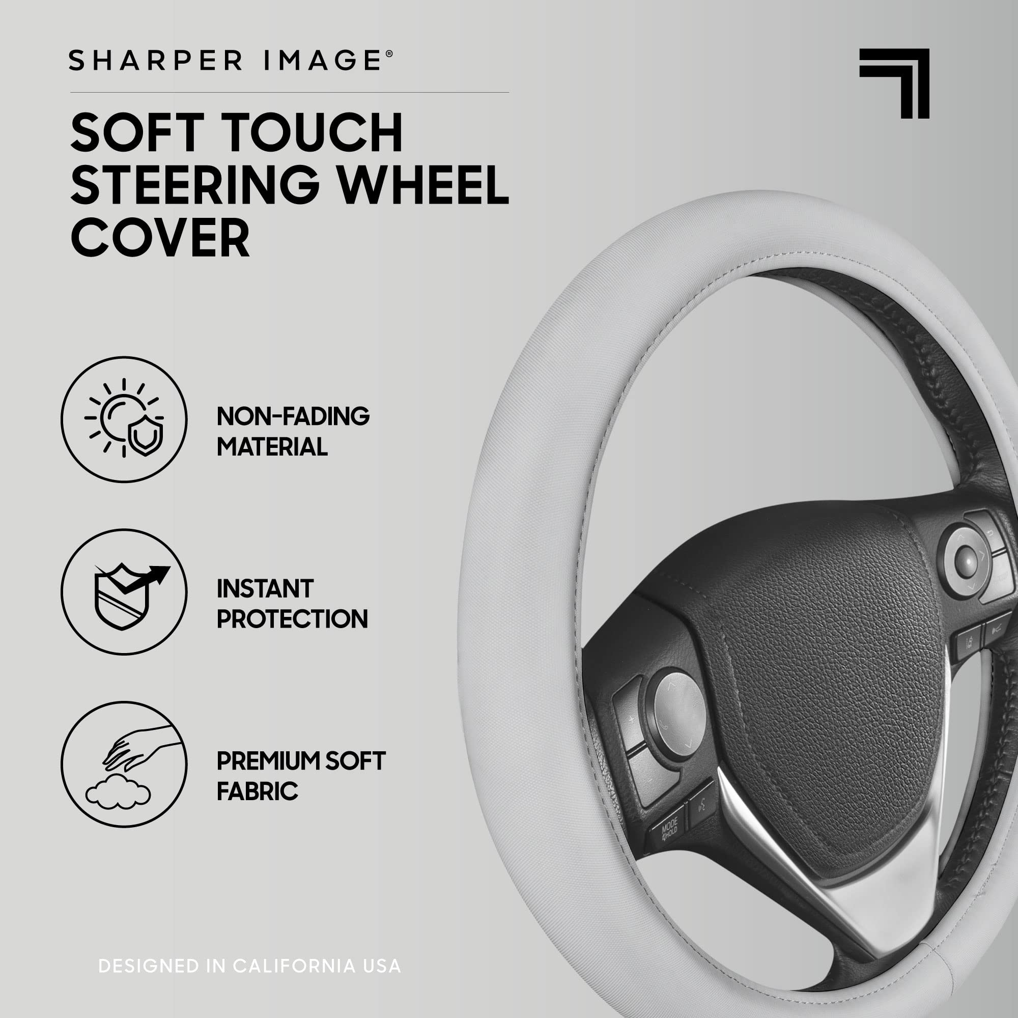 Bdk Ultra Soft Gray Steering Wheel Cover, Unisex Car Accessories Non-Slip Comfy Soft Grip Faux Leather Auto Steering Wheel Cover