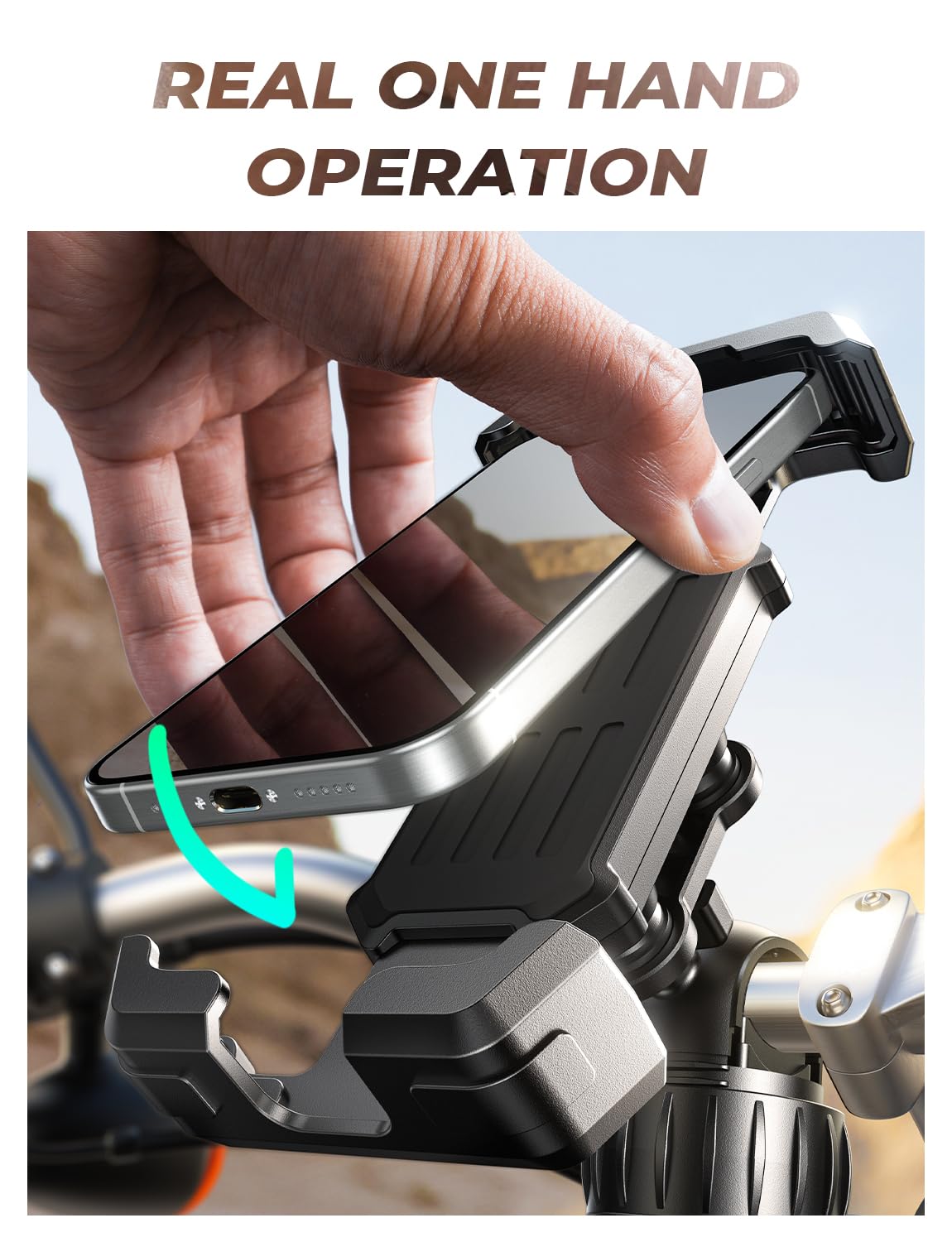 LISEN Bike Phone Holder with Vibration Dampener, [2025 Upgrade] Motorcycle Phone Mount, Bicycle Phone Holder, Handlebar Phone Mo