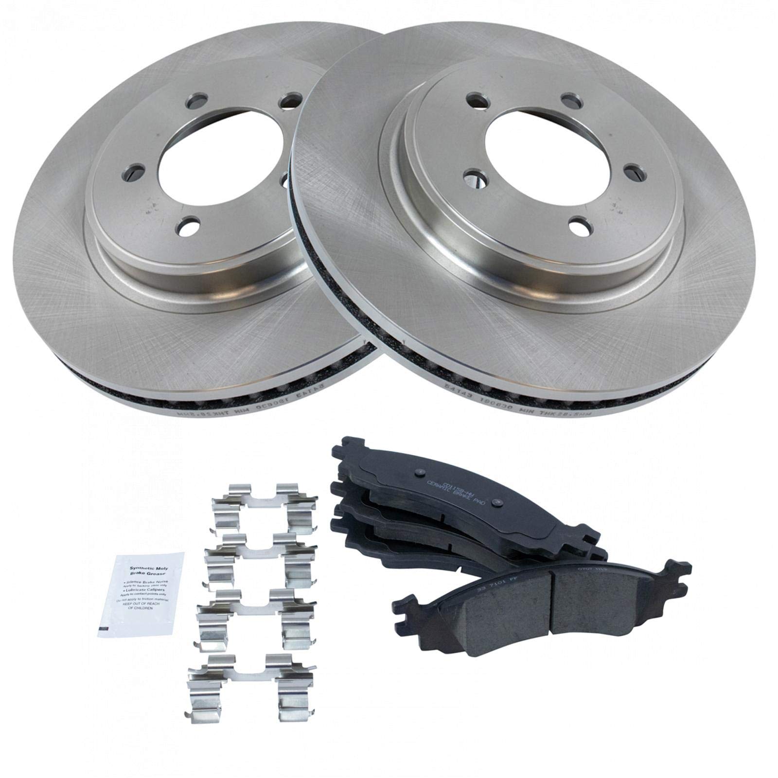 Trq Front Brake Pad & Rotor Kit Brake Pads Brake Rotor Ceramic Compatible With 2006-2010 Ford Explorer 2007-2010 Explorer Sport