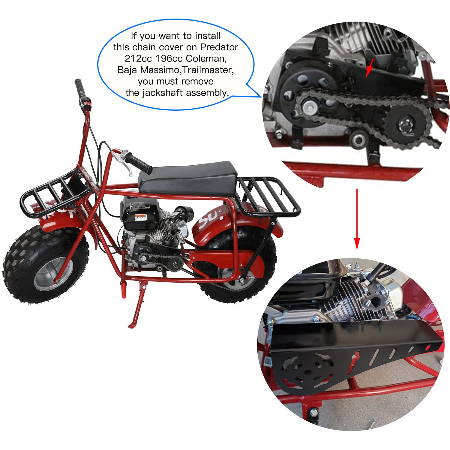 YOXUFA Chain Clutch Guard Cover for Most Mini Bike with Predator 212cc 196cc 200cc GX160 GX200 Tilotson 212R Tecumseh Engines Bl