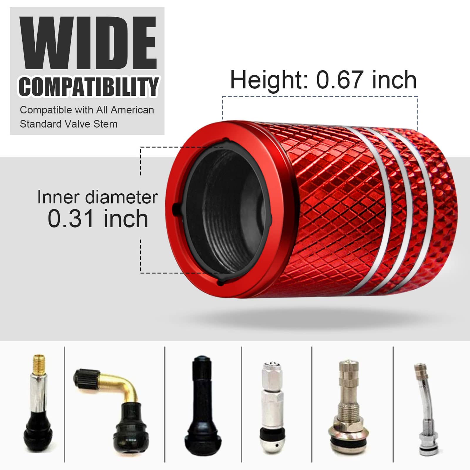 Tire Valve Stem Caps for Car Tire Cap 5 Pack Corrosion Resistant Leak-Proof Premium Alloy Universal fit for Car Bike Truck Motor