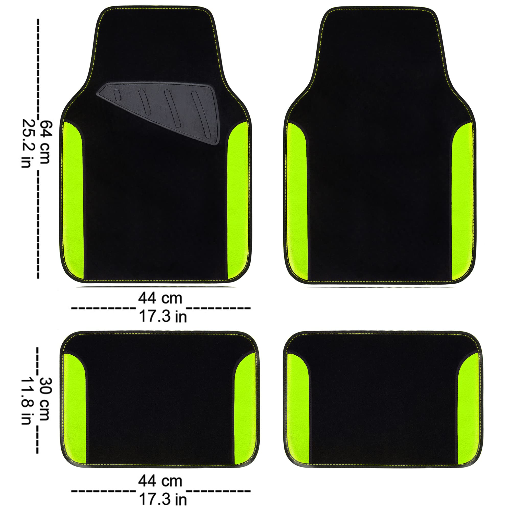 Car Pass Fluorescent Leather & Waterproof Car Carpet Floor Mats, Universal Car Mats Fit For Suv,Vans,Sedans, Trucks,Set Of 4Pcs