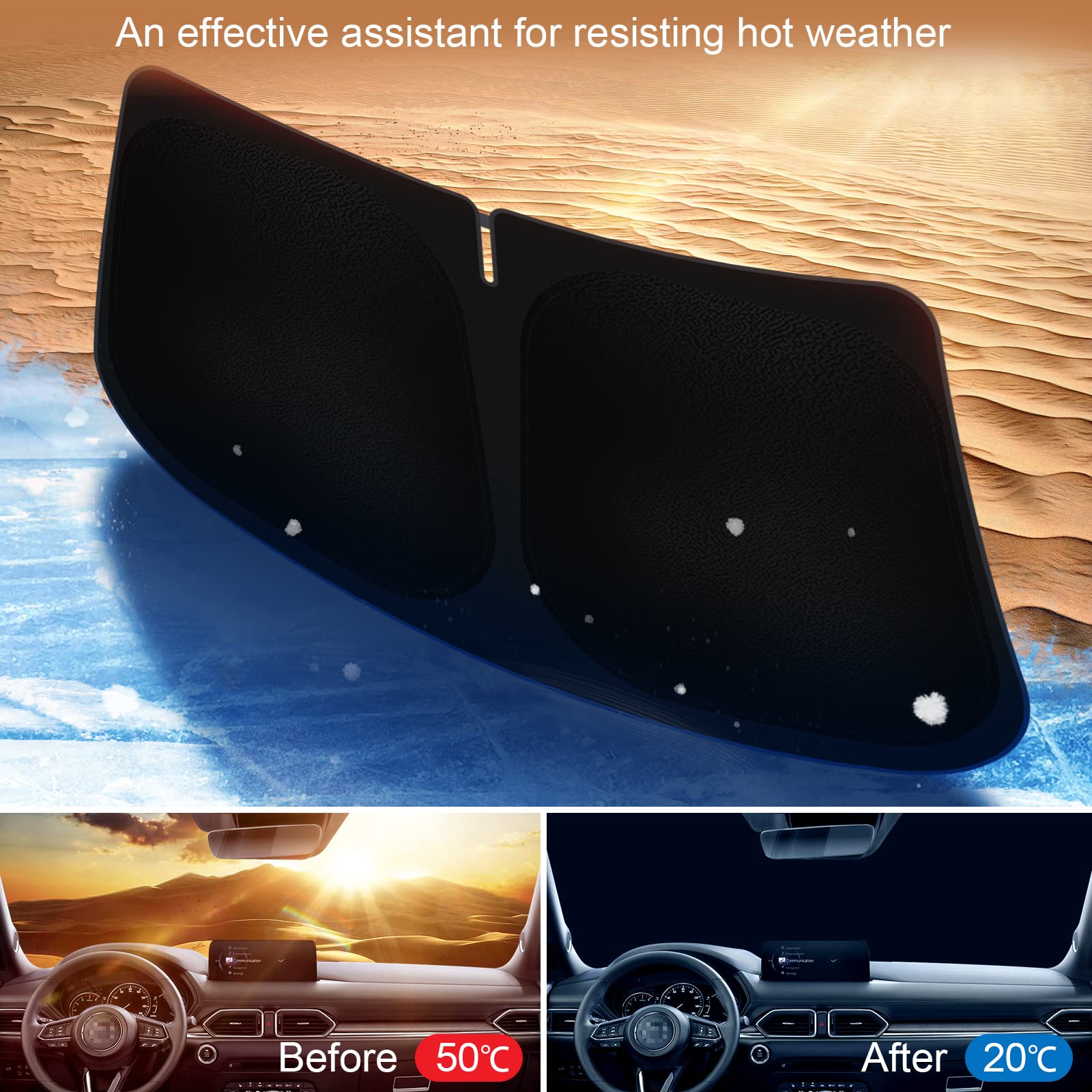 Shinehome Car Windshield Sun Shade Compatible With 2017-2023 2024 2025 Mazda Cx-5 Cx5 Accessories Sport, Touring, Grand Touring,