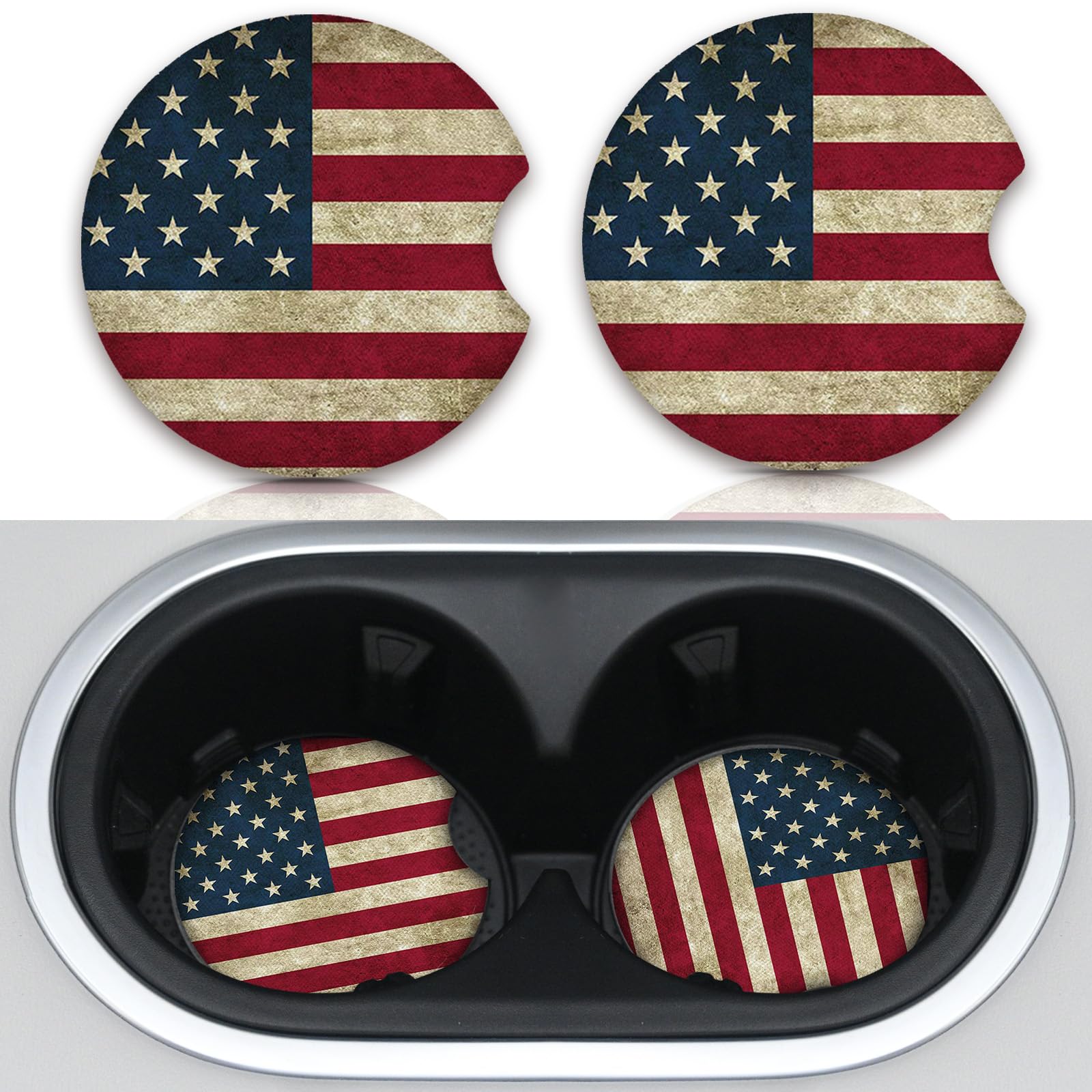 Car Coasters For Cup Holders,Car Cup Holder Coasters, 2 Pack Cup Holder Coasters For Car, Anti Slip Rubber Car Cup Mat With A Fi
