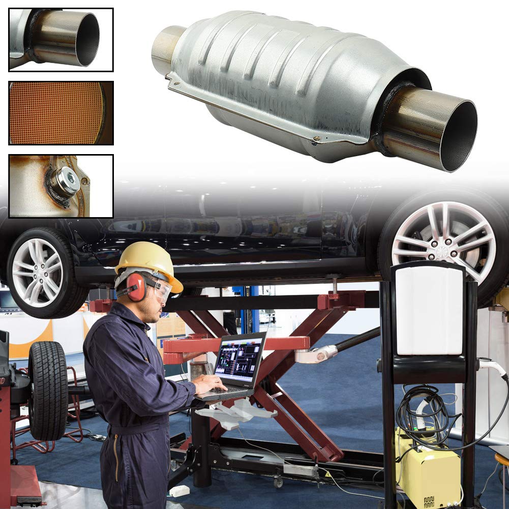 Mayasaf ?2 Pack?2'' Inlet/Outlet Universal Catalytic Converter, With O2 Port & Heat Shield (Epa Compliant)