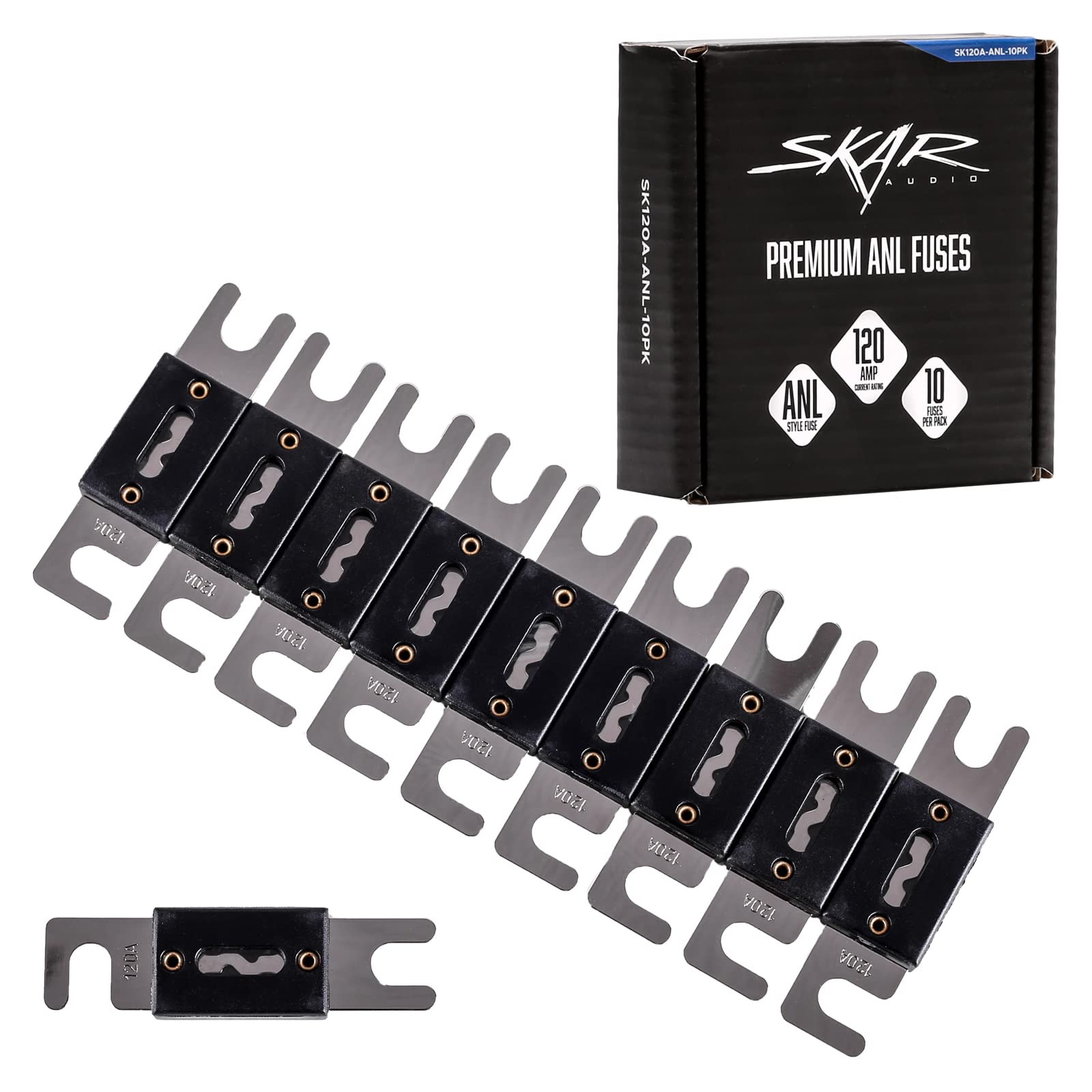 Skar Audio 120 Amp Nickel Plated ANL Fuses (10 Pack) - SK120A-ANL-10PK