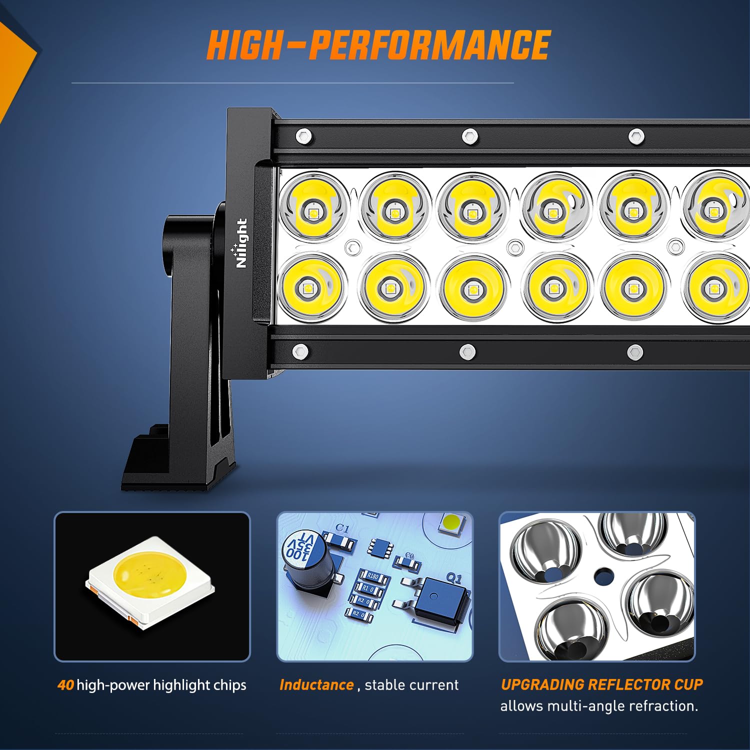 Nilight - 10001S-A 36W Led Light Bar Spot Led Lights Led Bar Driving Fog Lights Jeep Off Road Lights, 2 Years Warranty