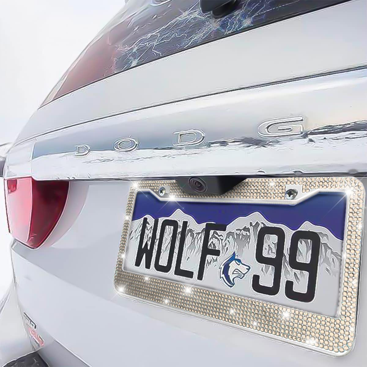 Yalok Bling Car License Plate Frame, Sparkly Rhinestone Stainless Steel License Plate Cover/Holder, Universal For Most Cars, Suvs, Vehicles With Screw Set, Auto Accessories For Women (Light Gold)