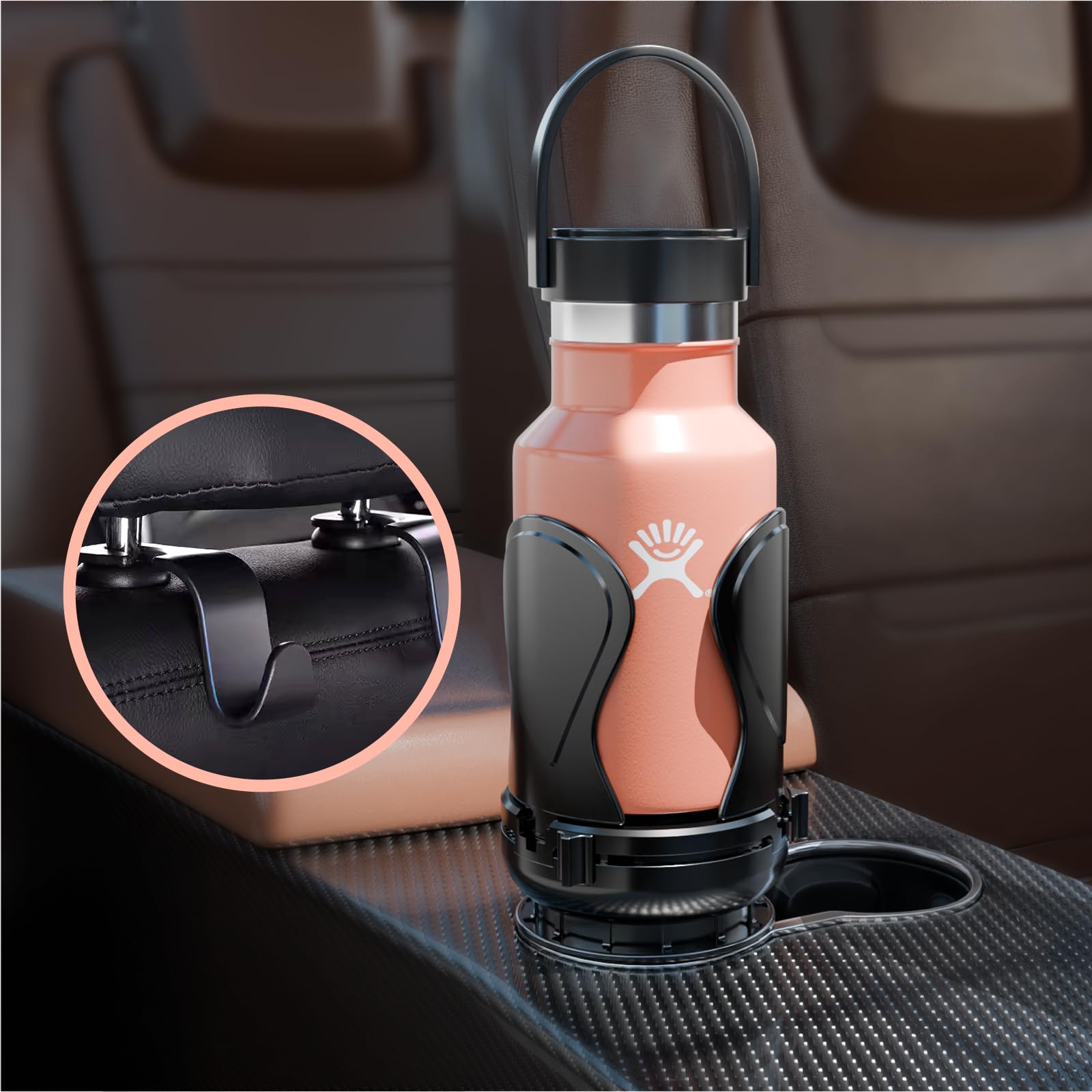 Car Cup Holder Expander, Cup Holder Extender Adapter With Expandable Arm And Adjustable Base, Compatible With Yeti Ramblers, Hyd