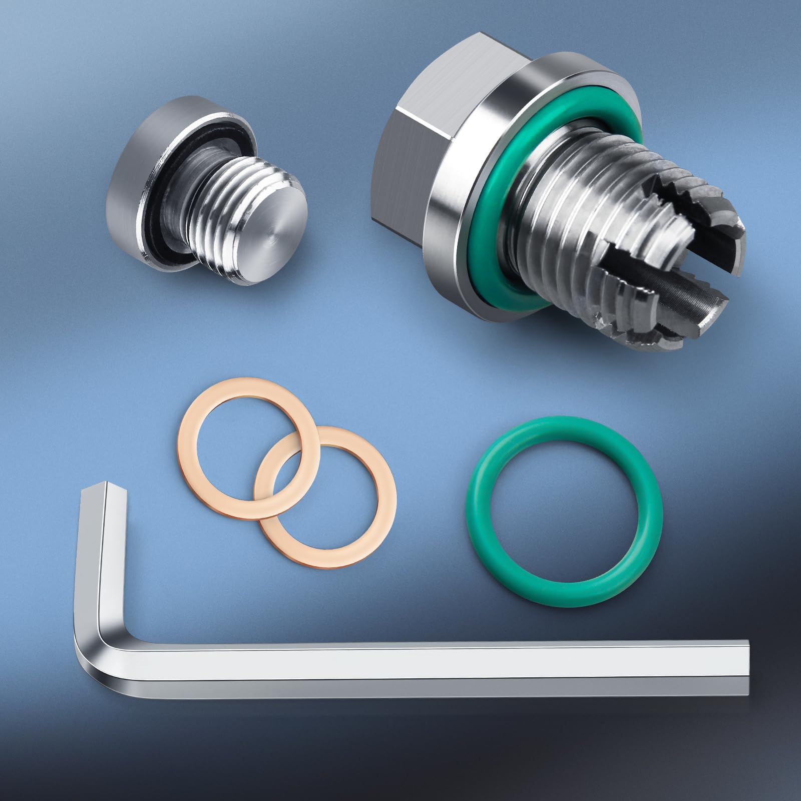 M12.1-1.75 X 15Mm Oversize Piggyback Oil Drain Plug, Stainless Steel Self Tapping Oil Pan Thread Repair Kit