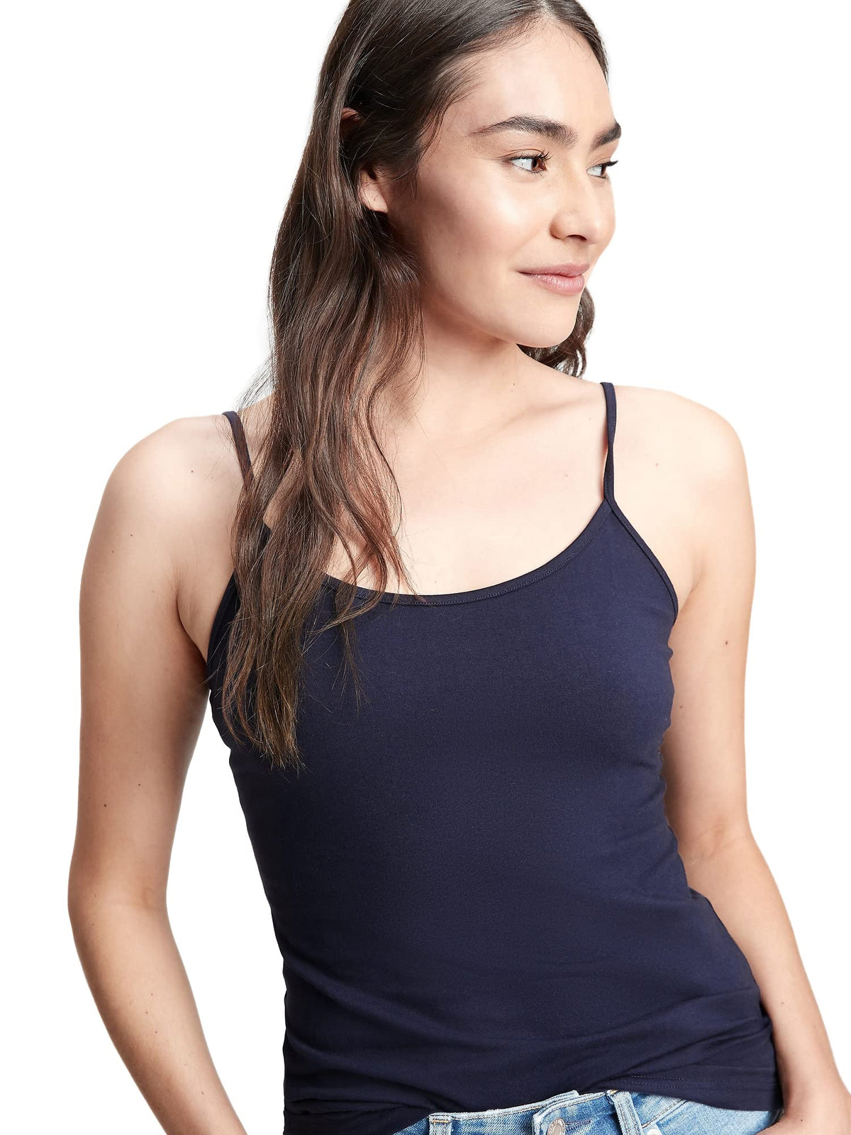 Gap Womens Fitted Top Cami Shirt, Navy Uniform, X-Large Tall Us