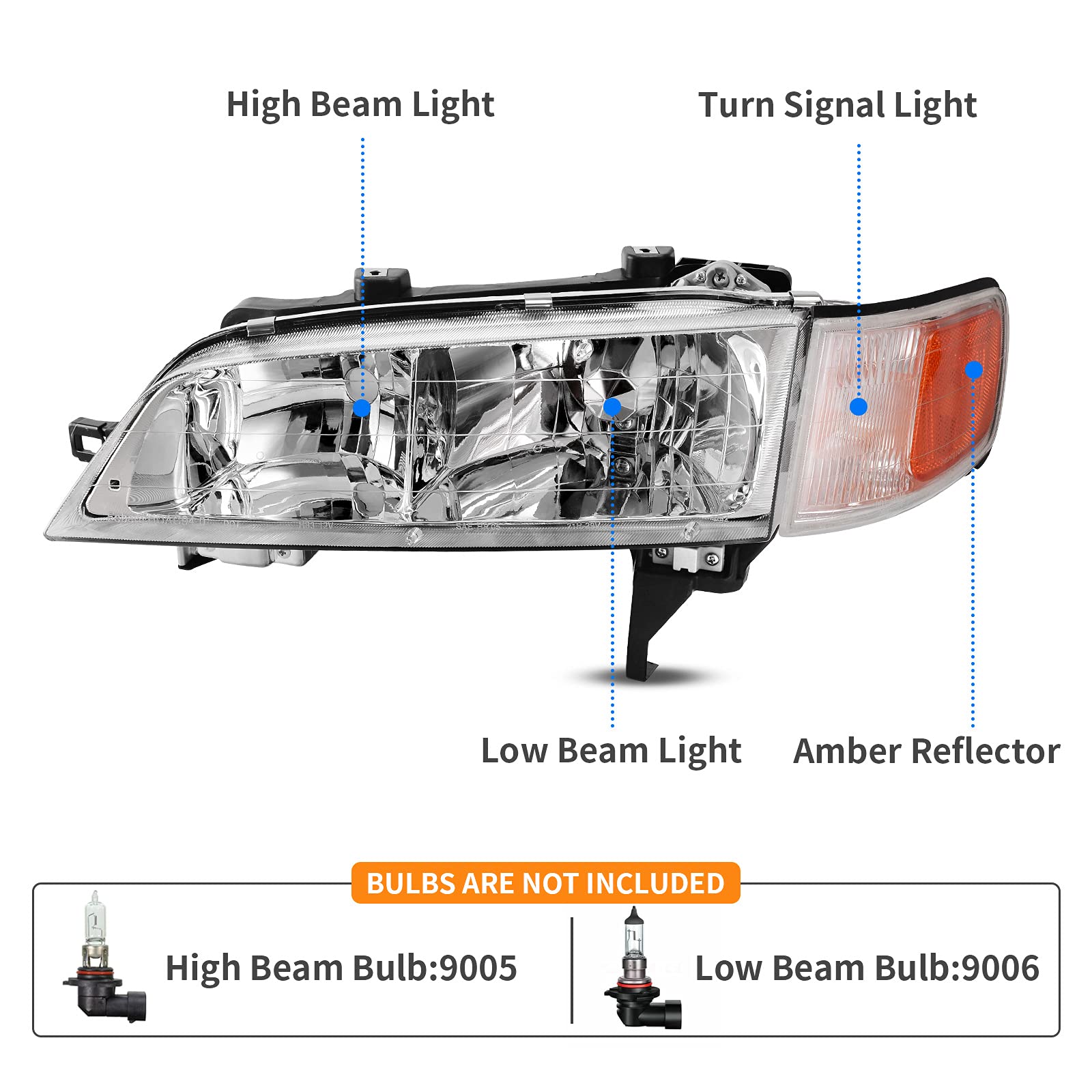 Dwvo Headlights Assembly Compatible With 94-97 1994 1995 1996 1997 Accord Headlamp Replacement Pair Driver And Passenger Side