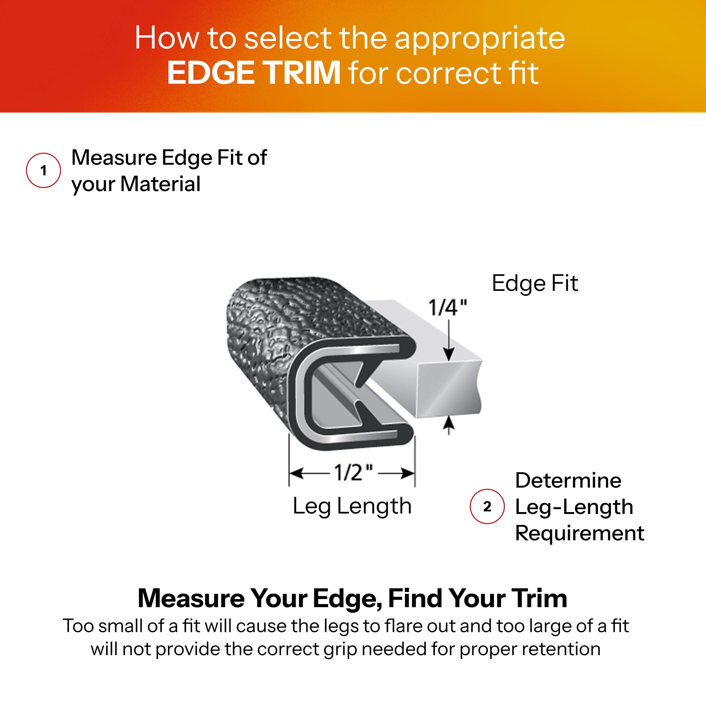Trim-Lok - 150B2X1/4-100 Trim-Lok Edge Trim - Fits 1/4    Edge, 1/2    Leg Length, 100 Length, Black, Pebble Texture - Flexible
