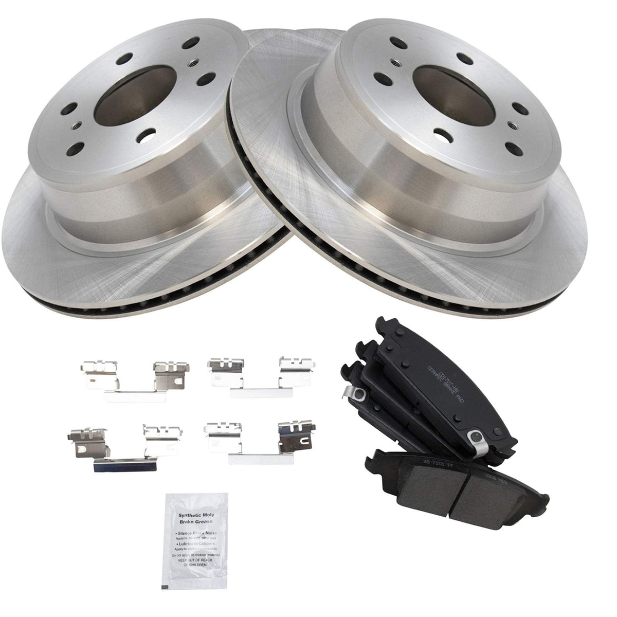 Trq Rear Brake Kit Compatible With Cadillac Escalade Gmc Sierra 1500 Yukon Chevy Silverado 1500 Suburban Tahoe Disc Brake Rotors