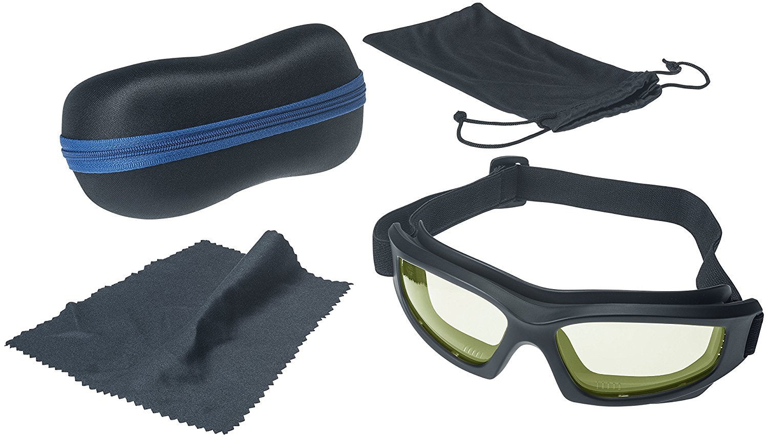 Motorcycle Riding Goggles: Heavy-Duty Riding Goggles''No Foam'' Design w/Hard Case, Microfiber Cleaning Cloth & Pouch Included b