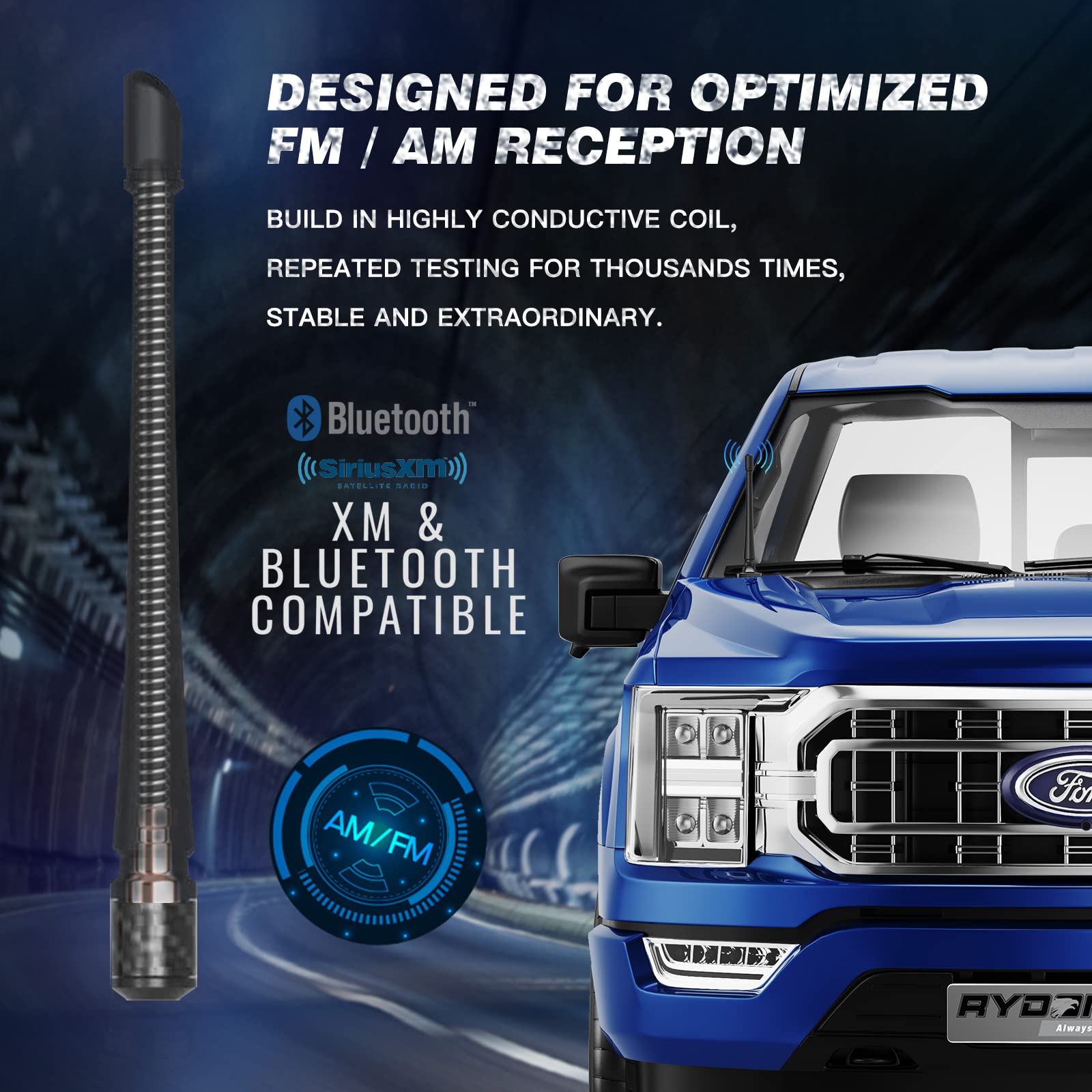 RYDONAIR Antenna Compatible with Ford F150 2009-2024 | 7 inches Rubber Antenna Replacement | Designed for Optimized FM/AM Recept