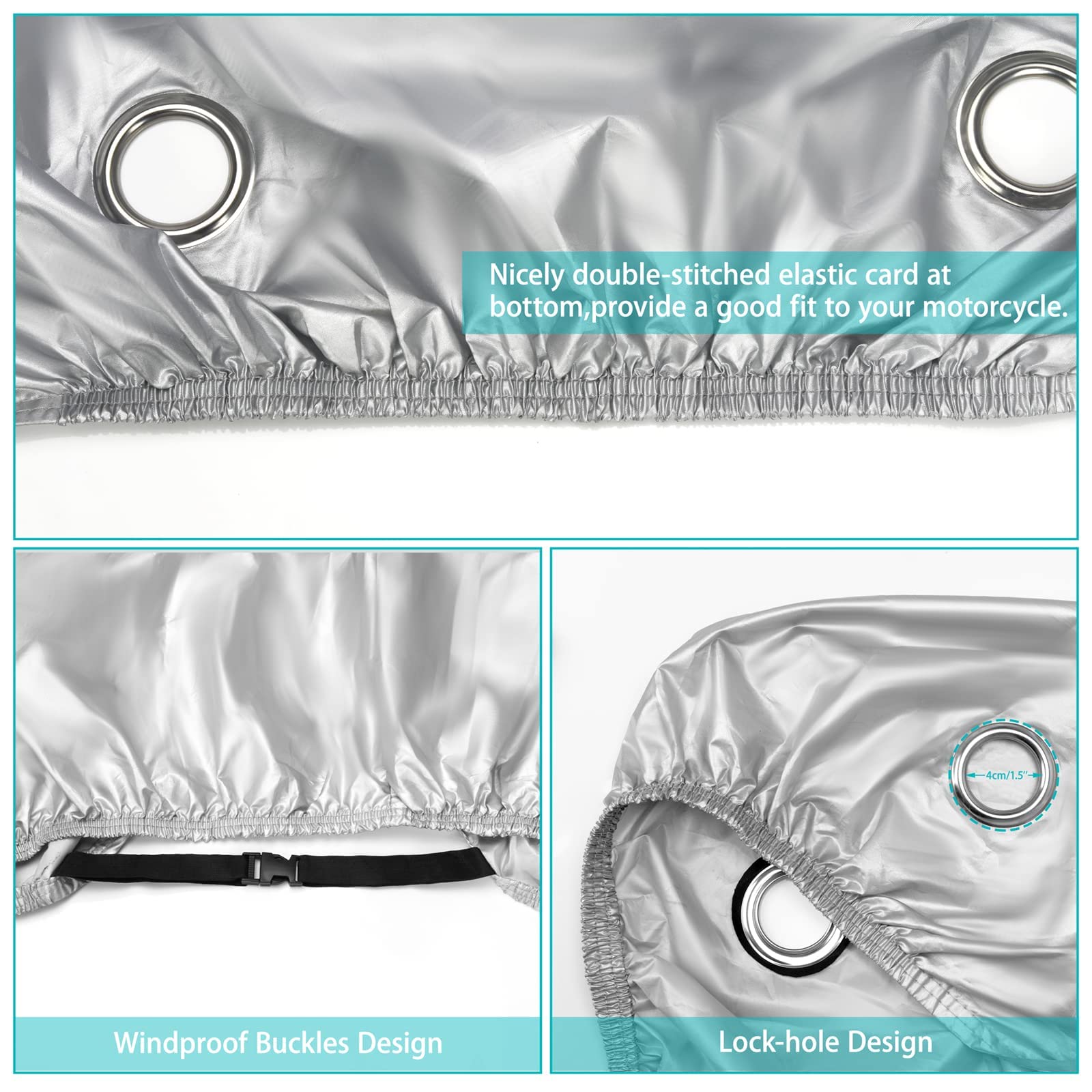 Motorcycle Cover,Motorbike Cover All Season Universal Weather Waterproof Sun Outdoor Protection With Lock-Holes & Storage Bag,Xx