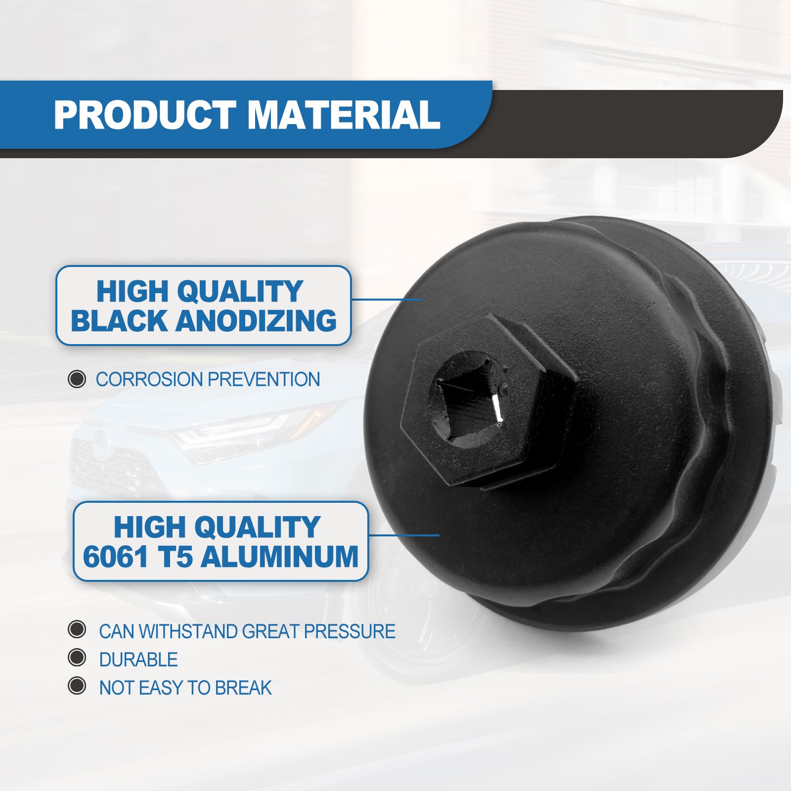 CmeRto Oil Filter Cap Removal Tool - Heavy Duty Alloy Steel for Toyota, Lexus, RAV4, Camry, Tundra, 2.5L-5.7L Cartridge
