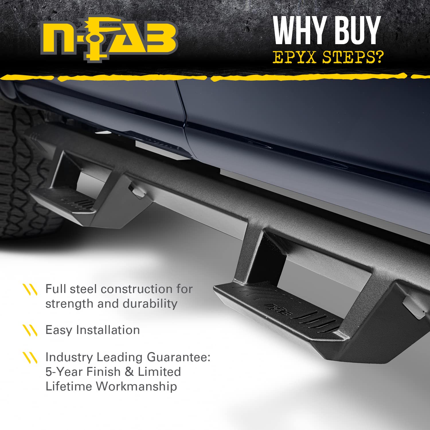 N-Fab Epyx Steps For Silverado/Sierra | Cab Length, Steel, Textured Black | Exc17Cc-Tx | Fits 2017-2019 Chevrolet Silverado/Gmc Sierra 2500 / 3500 2500 / 3500 Classic Model & Others