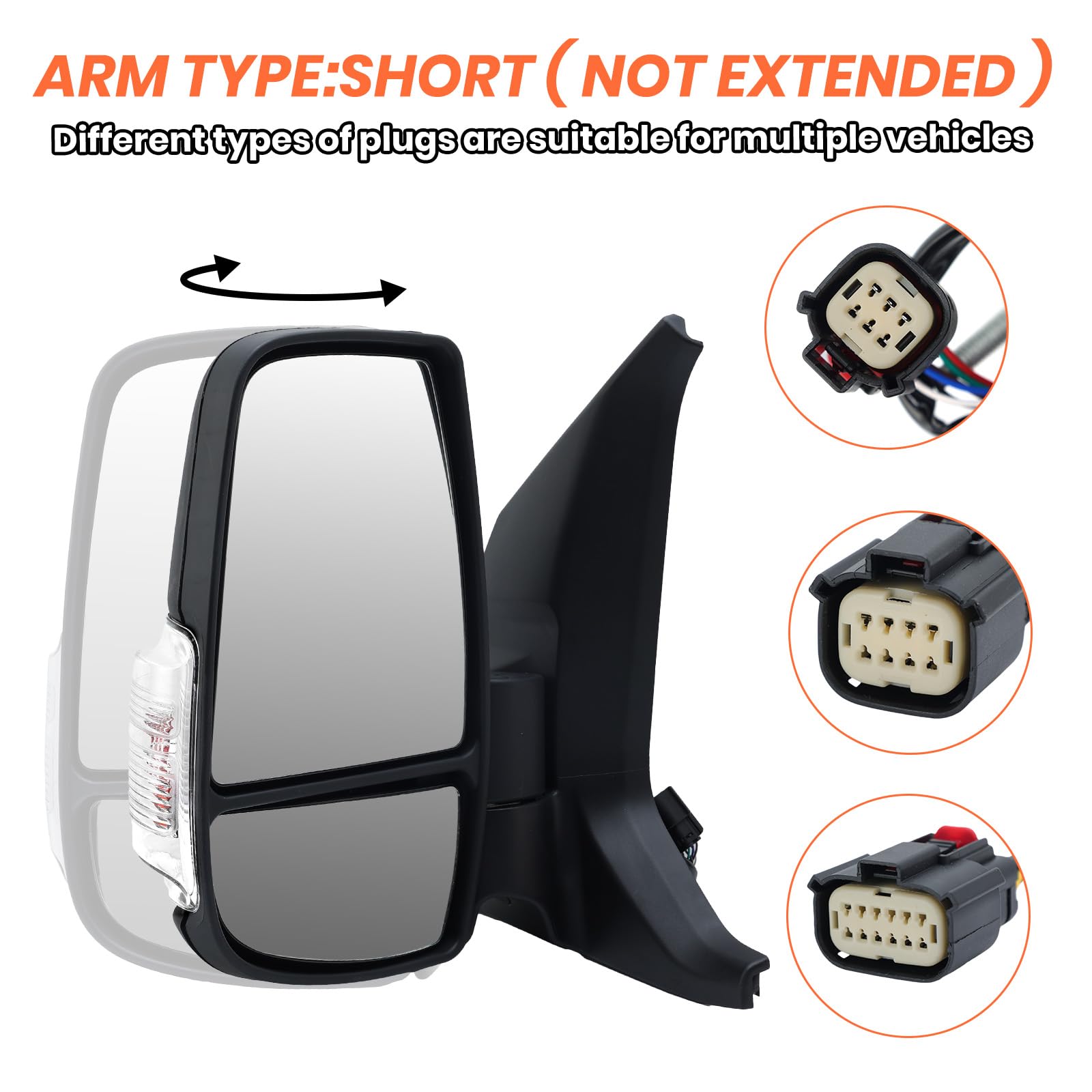 Mofoap Driver Side Mirror,Mirror Compatible With 2015-2021 Ford Transit 150 250 350 350 Hd,Transit Side View Mirror With Power G